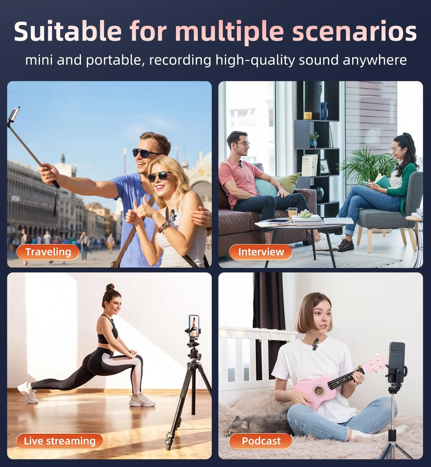 Kinglucky 2 Pcs Lavalier Mini Microphone for iPhone iPad Android Professional Noise Cancelling [360° Pick Up] Wireless Lavalier Microphone for Video Recording, Interview, YouTube, Live Streaming - Image 5