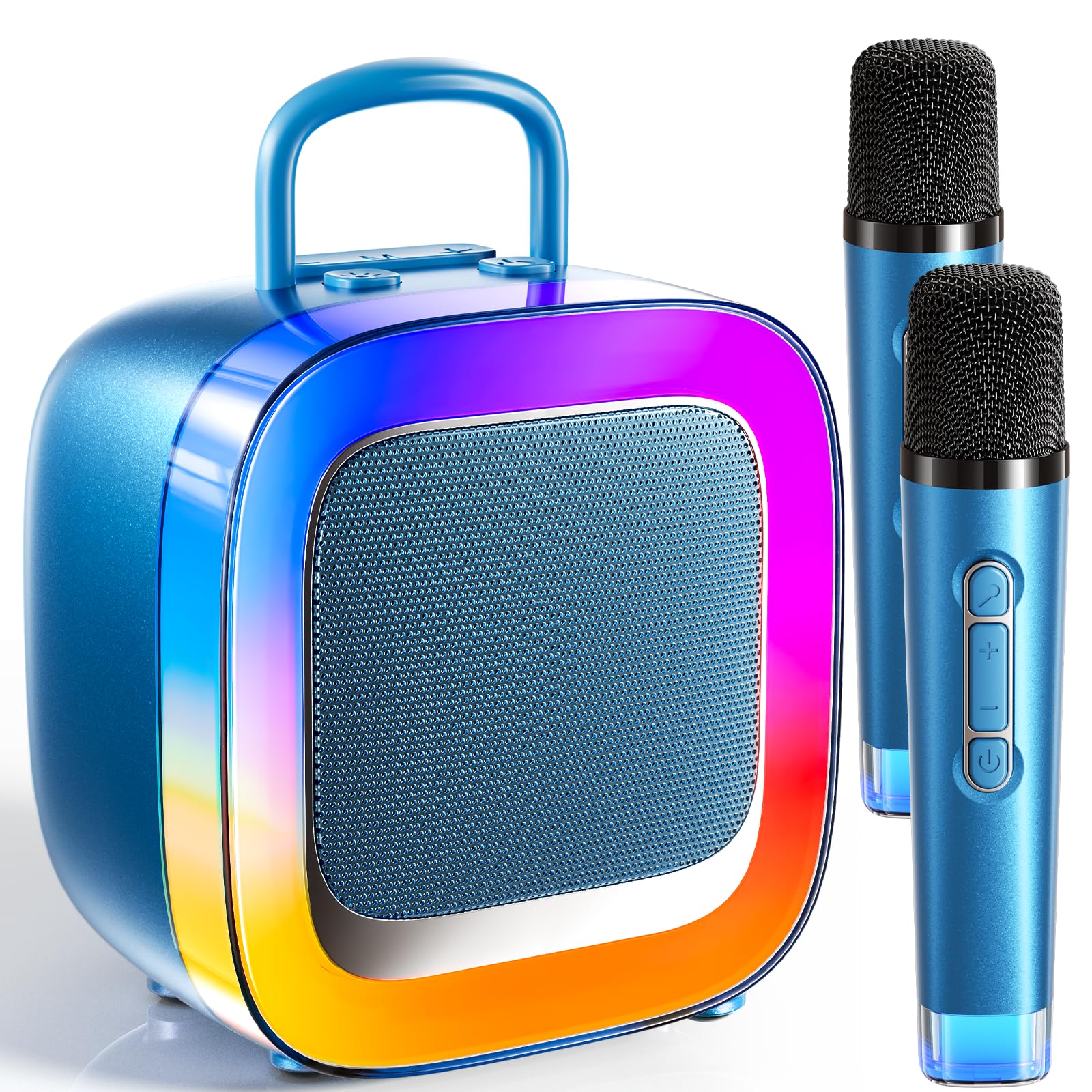 Kinglucky Kid-Friendly Karaoke Machine for Kids with 2 Microphones (2025 Upgrade) Gifts for Girls Most Popular 3-12 Year Old Girl Gifts 3 4 5 6 7 8 9 10 11 12 Year Old Girl Birthday Gift Gold Blue