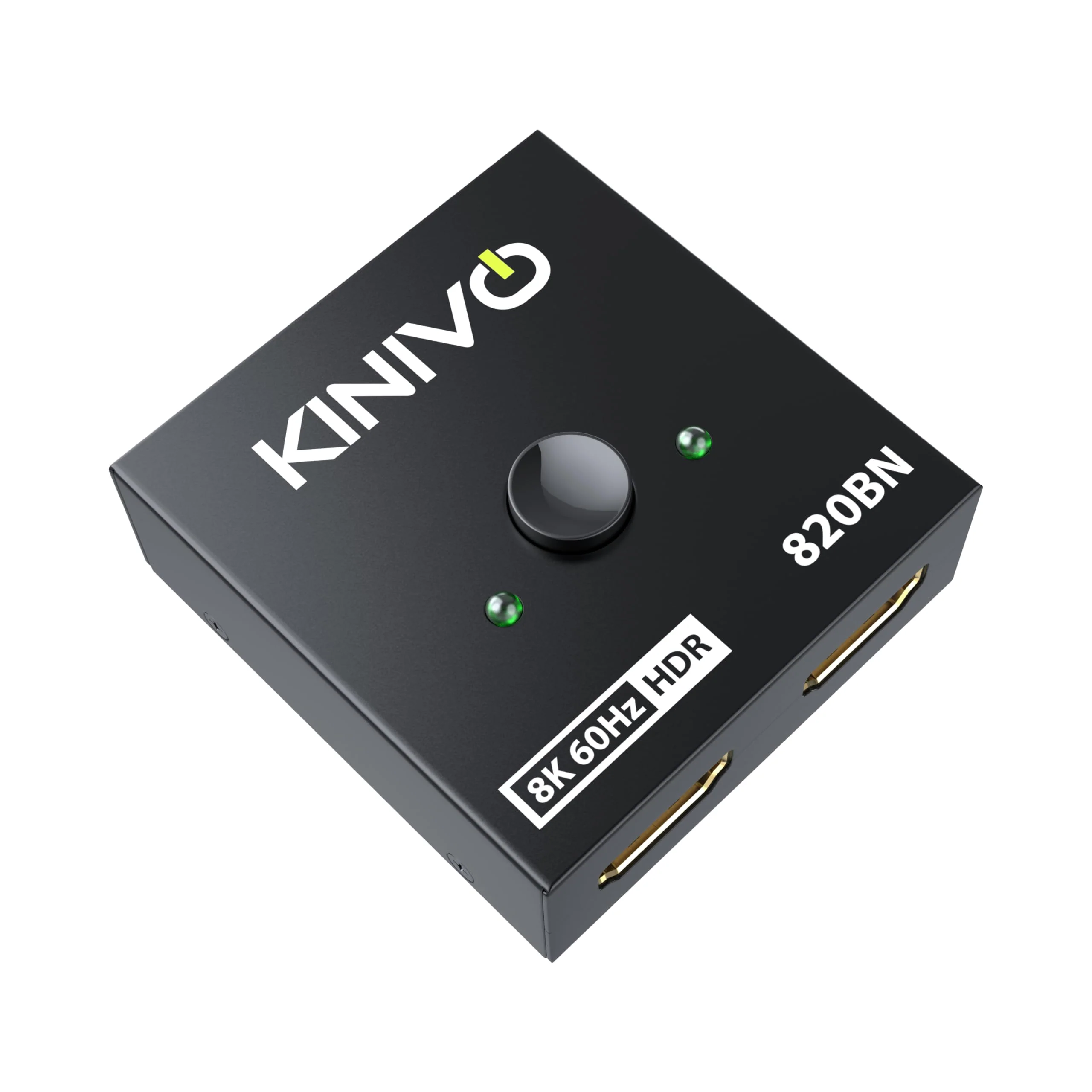 Kinivo 8K HDMI Switch 2 in 1 Out - (Uni-Directional, 8K 60Hz, Ultra HD Switcher Hub, 48Gbps HDMI Hub, HDR10+ Selector, Manual Switching Only) - Compatible with HDTV, PS5/4, Xbox, Projector 8K - 2 Port