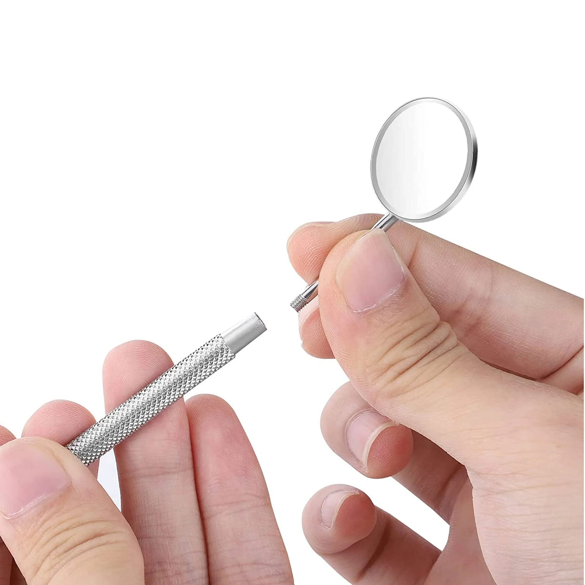 KINZIO Dental Mouth Mirror Mouth Tooth Mirror Inspection Mirror Curve Angle Dentist Oral Care Mouth Control Extension Tool Also Suitable for Eyelash Extensions (Silver) Silver - Image 3