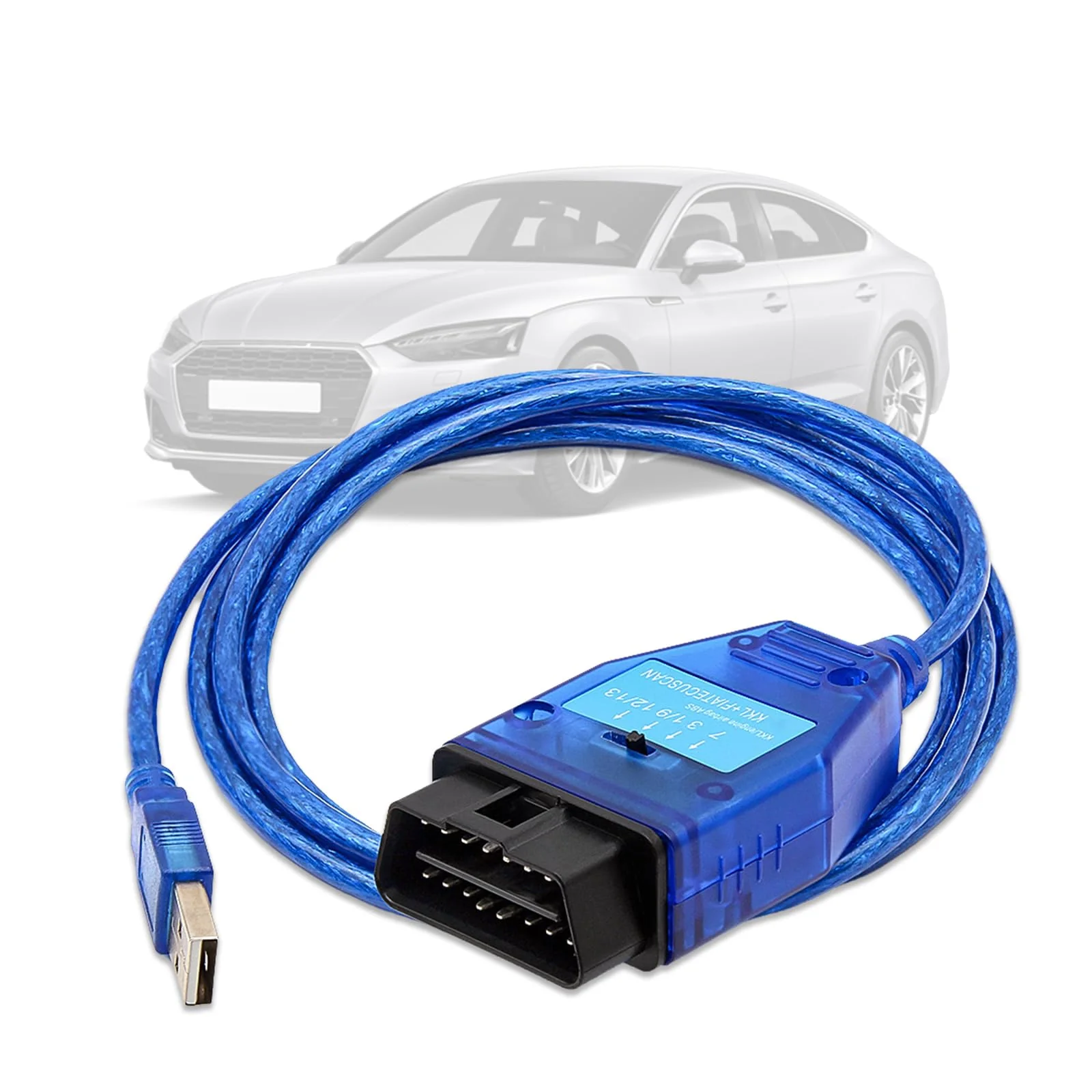 KKL 409 FiatEcuScan OBD2 Cable with FT232RL Chip,Diagnostic Software for VG-COM 409+FIATECUSCAN Interface 2 IN 1 Scanner Tool with 4Way Switch,Compatible with Vvv,Audi,Fiat,Alfa,Lancia Vehicle