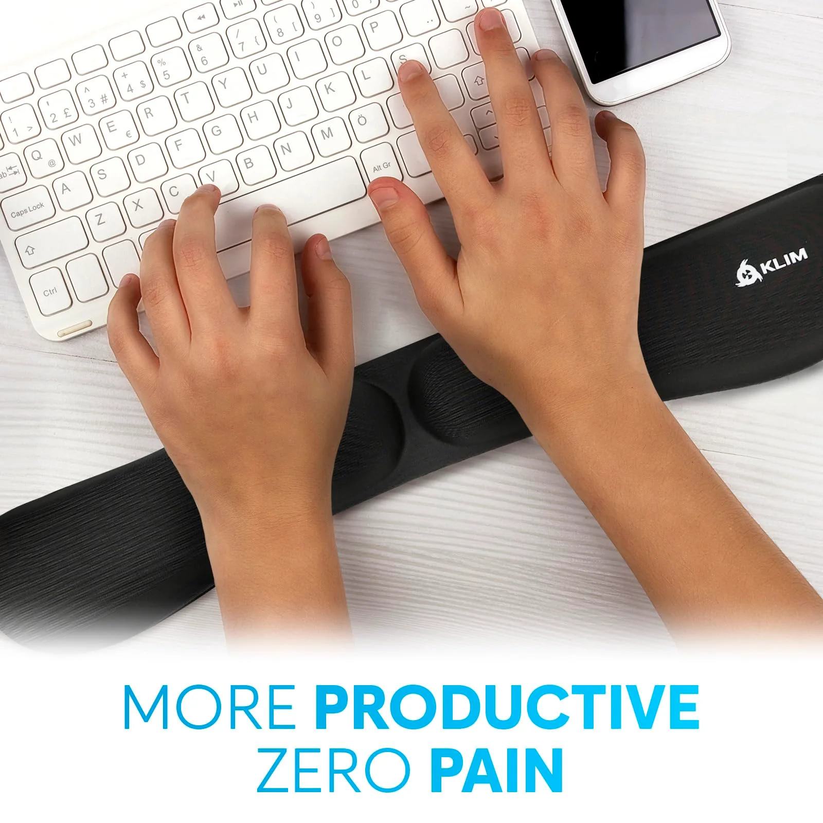 KLIM Mouse & Keyboard Wrist Rest Set - Silky Gel Memory Foam - Ergonomic Wrist Rest for Computer Keyboard, Wrist Pad for Keyboard + Wrist Rest for Mouse - for Gaming and Office - Pain Relief - Black Keyboard & Mouse Wristrest - Image 2