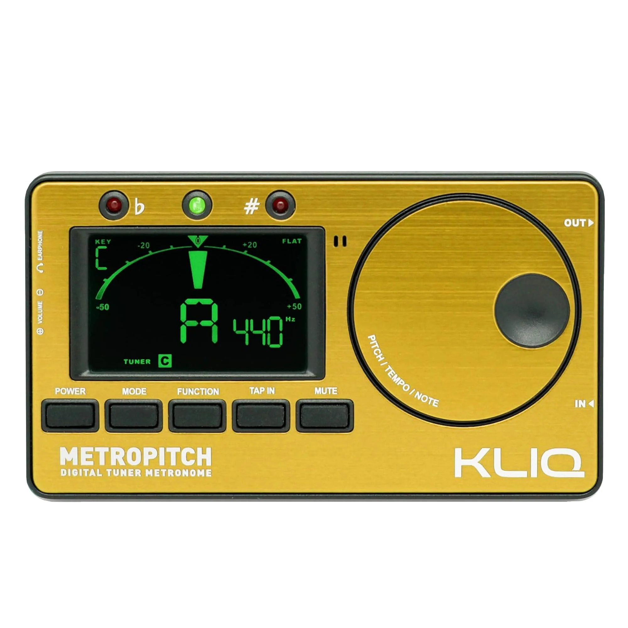 KLIQ MetroPitch - Metronome Tuner for All Instruments - with Guitar, Bass, Violin, Ukulele, and Chromatic Tuning Modes (MetroPitch, Gold)