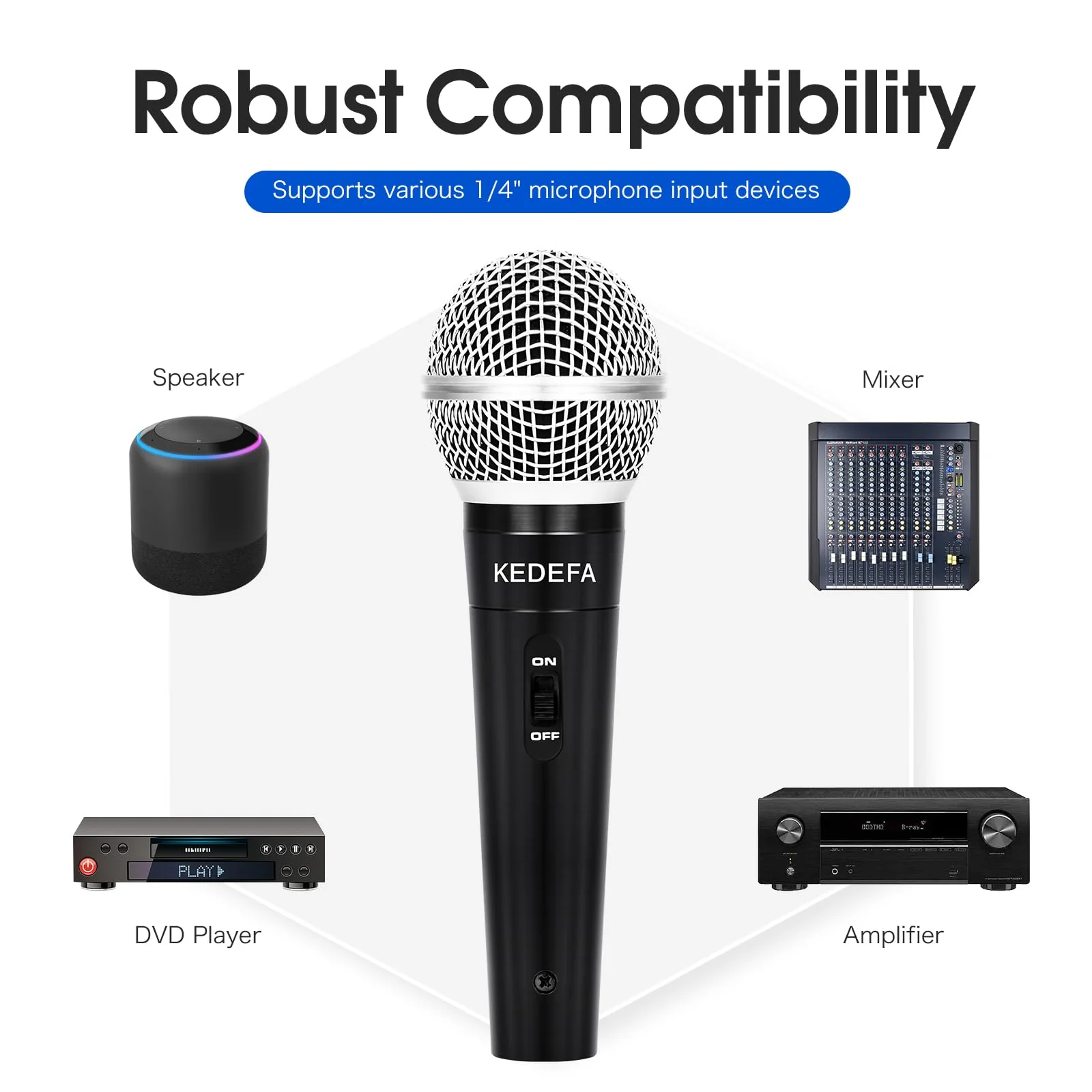 KM88 Handheld Wired Karaoke Microphone, Super Cardioid Dynamic Vocal Mic with 13.12ft Detachable XLR Audio Cable and ON/Off Switch, for Karaoke Singing Machine, Speaker - Image 6