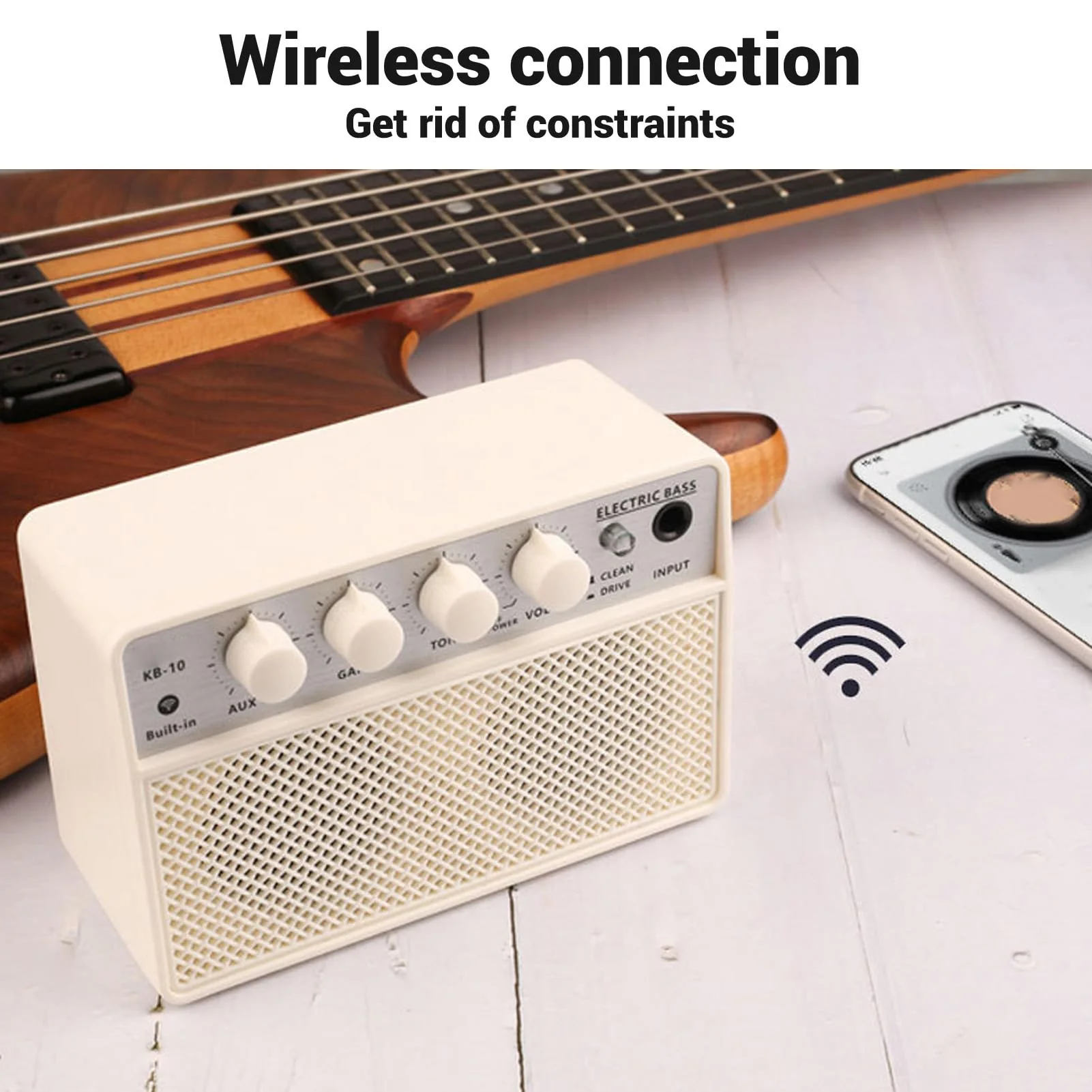 KOKKO KB-10 Bass Amplifier Portable Mini Bluetooth Audio 10W Mini Bass Amplifier Portable Rechargeable Bass Guitar Practice Amplifier - Image 6
