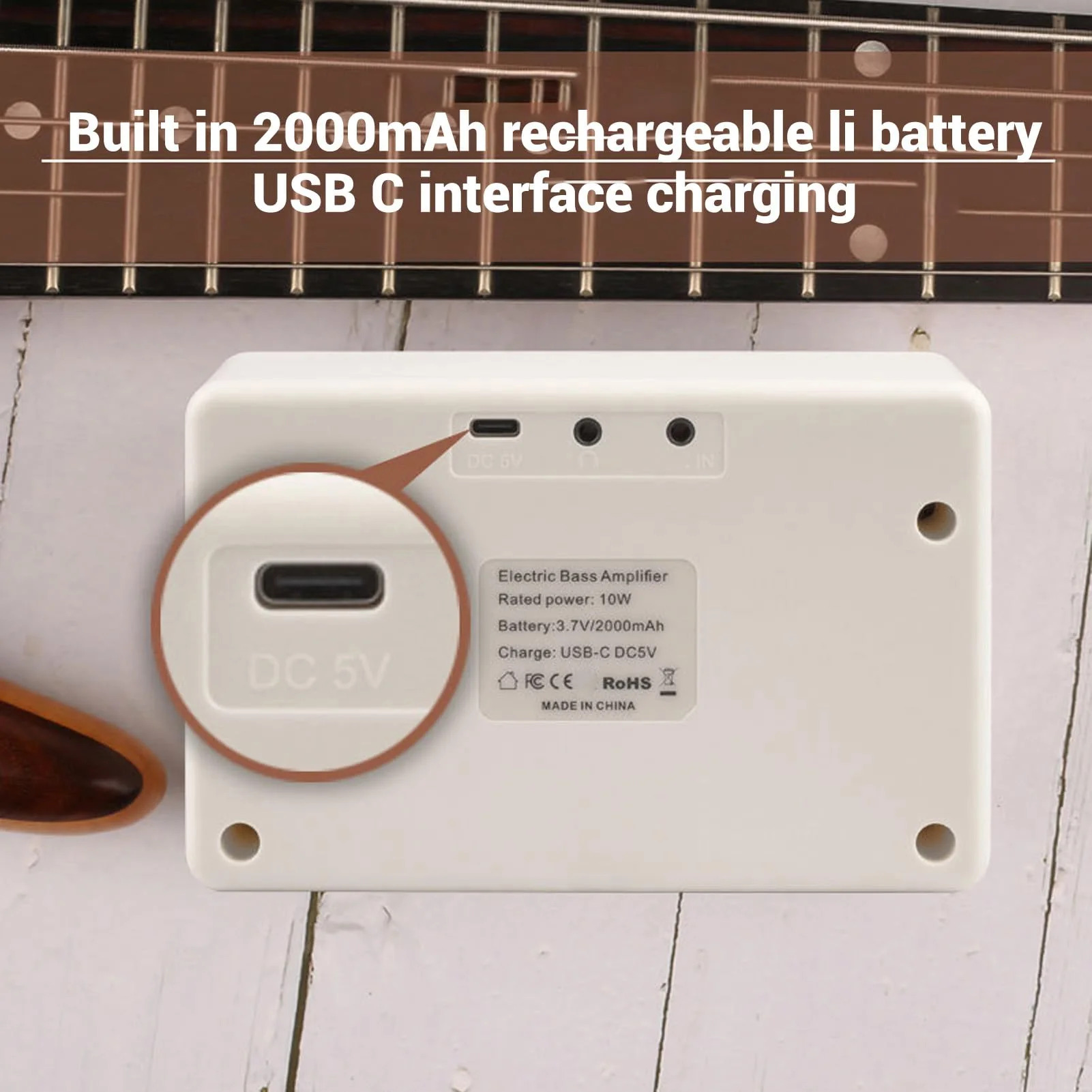 KOKKO KB-10 Bass Amplifier Portable Mini Bluetooth Audio 10W Mini Bass Amplifier Portable Rechargeable Bass Guitar Practice Amplifier - Image 7