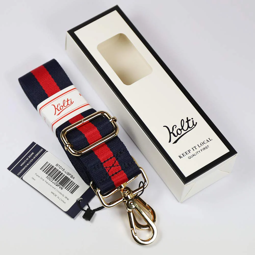 Kolti Purse Strap Replacement Crossbody Handbag Stripe Wide Adjustable Gold Buckle-15 - Image 2