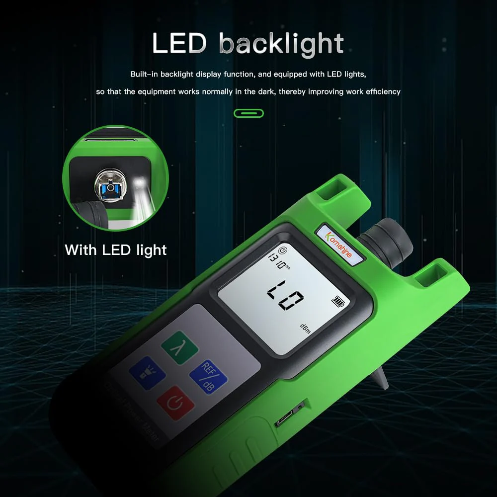 Komshine KPM-35 Fiber Optic Cable Tester Portable Optical Fiber Power Meter with 7 Wavelengths 850nm-1625nm+Measurement Range -70~+10dBm+2.5mm Universal Interface+Self Calibration - Image 6
