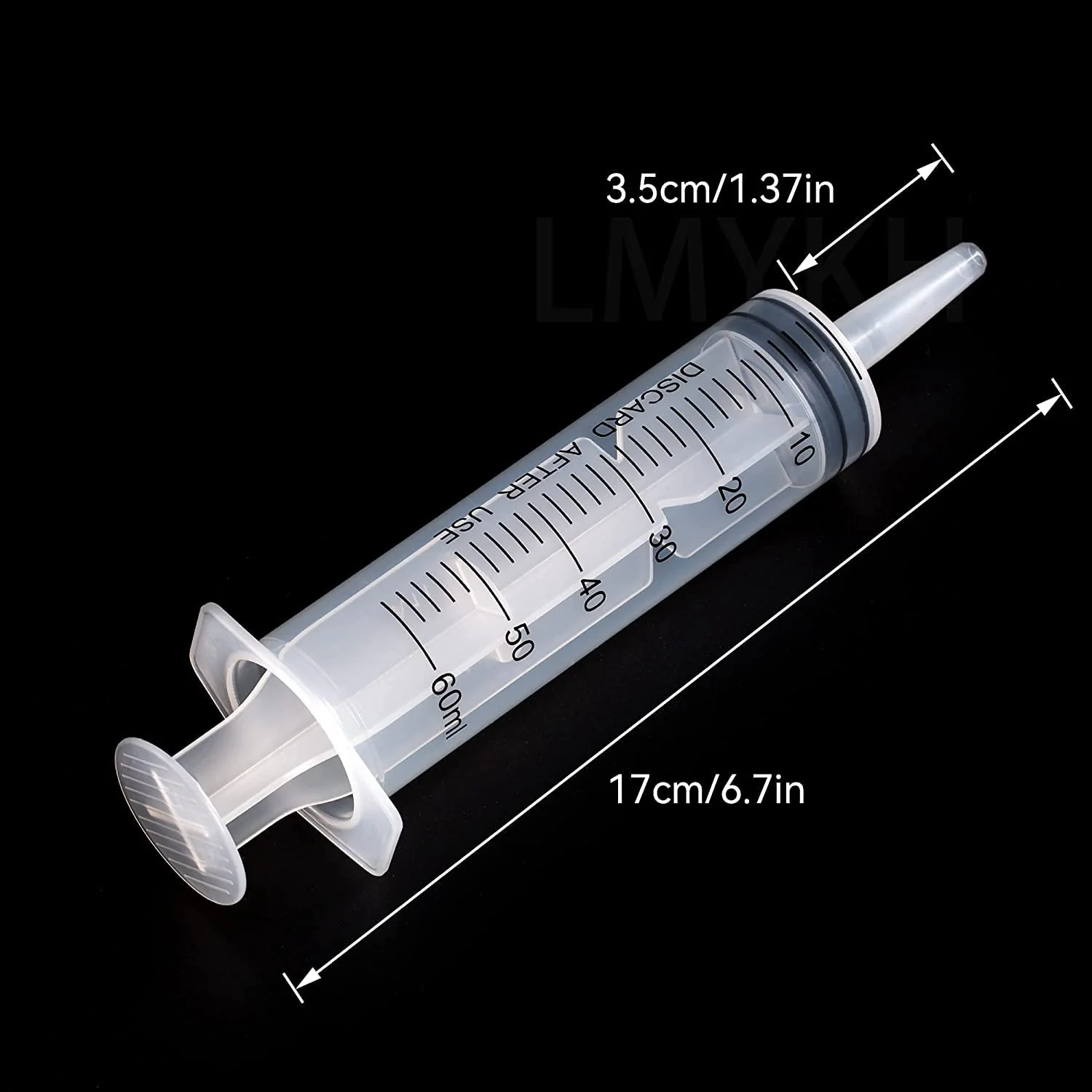 KOMUNJ Large Plastic Syringe with 1 Hose for Engine Oil Liquid Animal Feeding Experiments Industrial Use (60 ml) 60 ml - Image 3