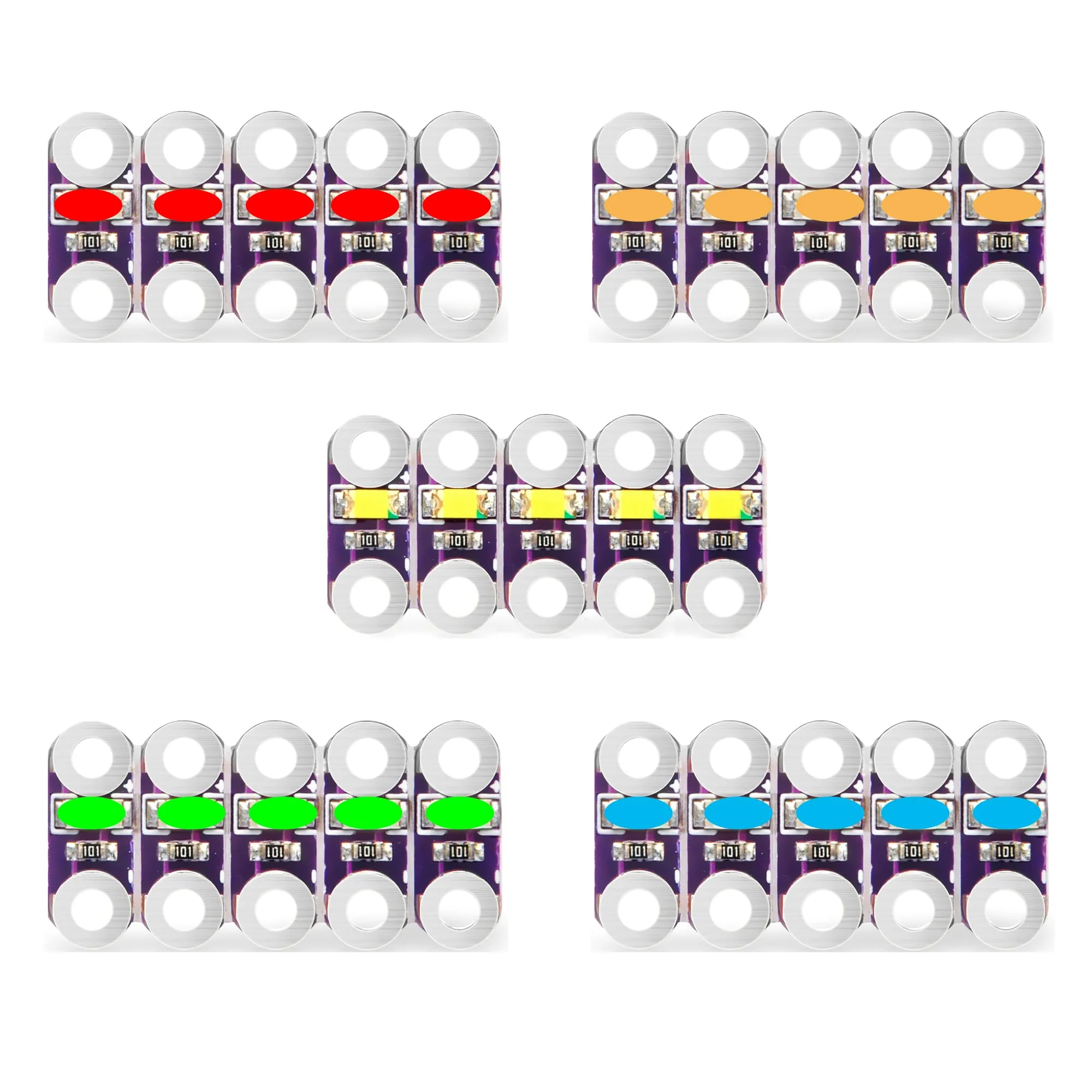 KOOKYE 25x LEDs Red/Yellow/White/Blue/Green for Arduino and Raspberry Pi Microcontroller (5x LEDs in Five Colours)