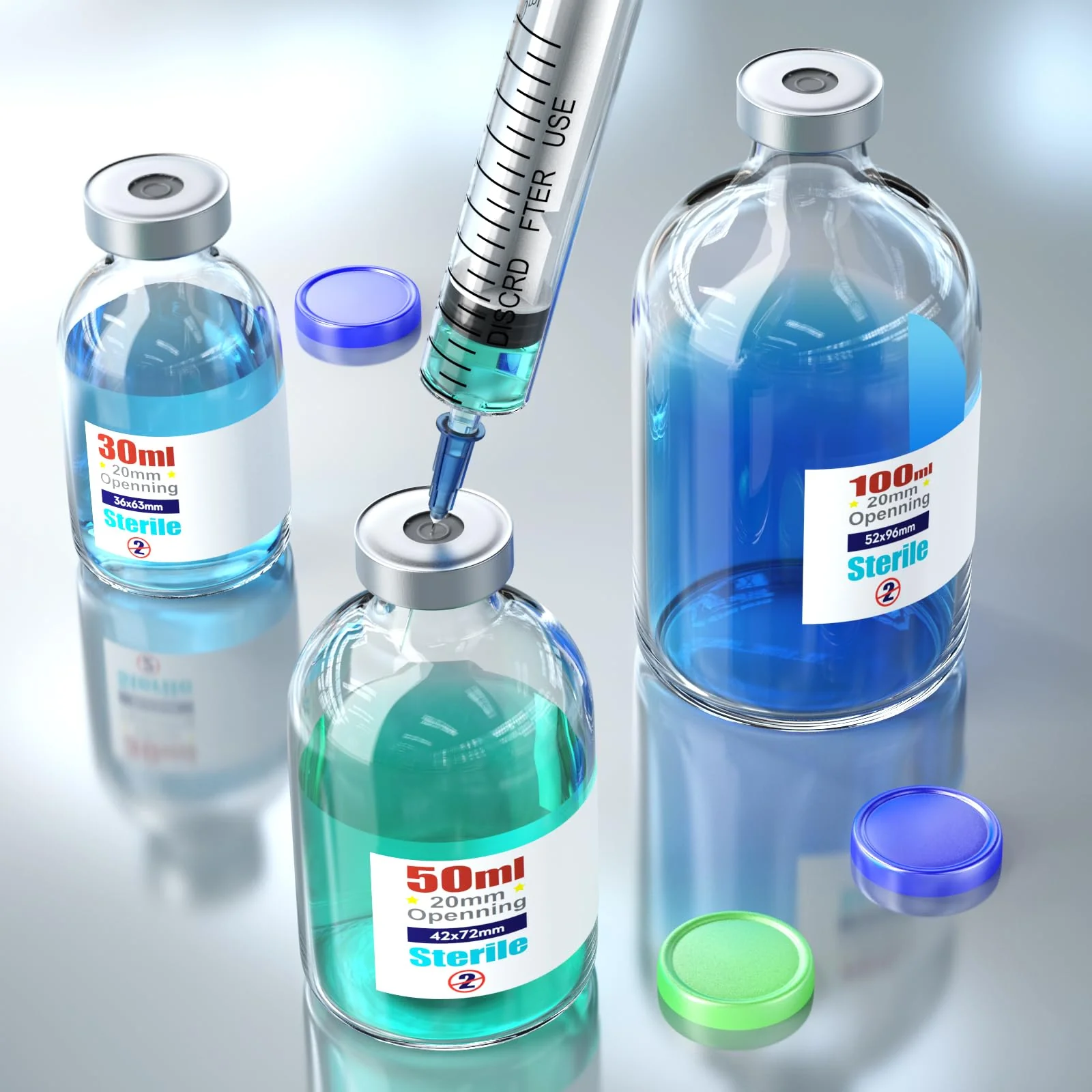 Ks-Tek Sterile Empty Vials with Self Healing Injection Port,with Flip Off Aluminum Cap,Sterile Package (100ml,4) 100ml 4 - Image 5