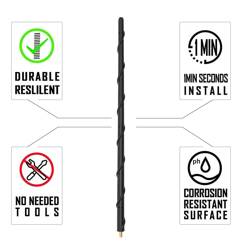 KSaAuto 16 Inch Antenna for 2007-2026 Jeep Wrangler JK JL JKU JLU Gladiator JT, Jeep Exterior Accessories, Jeep Antenna Replacement, Jeep Radio Upgrade Premium Reception 16" - Image 8