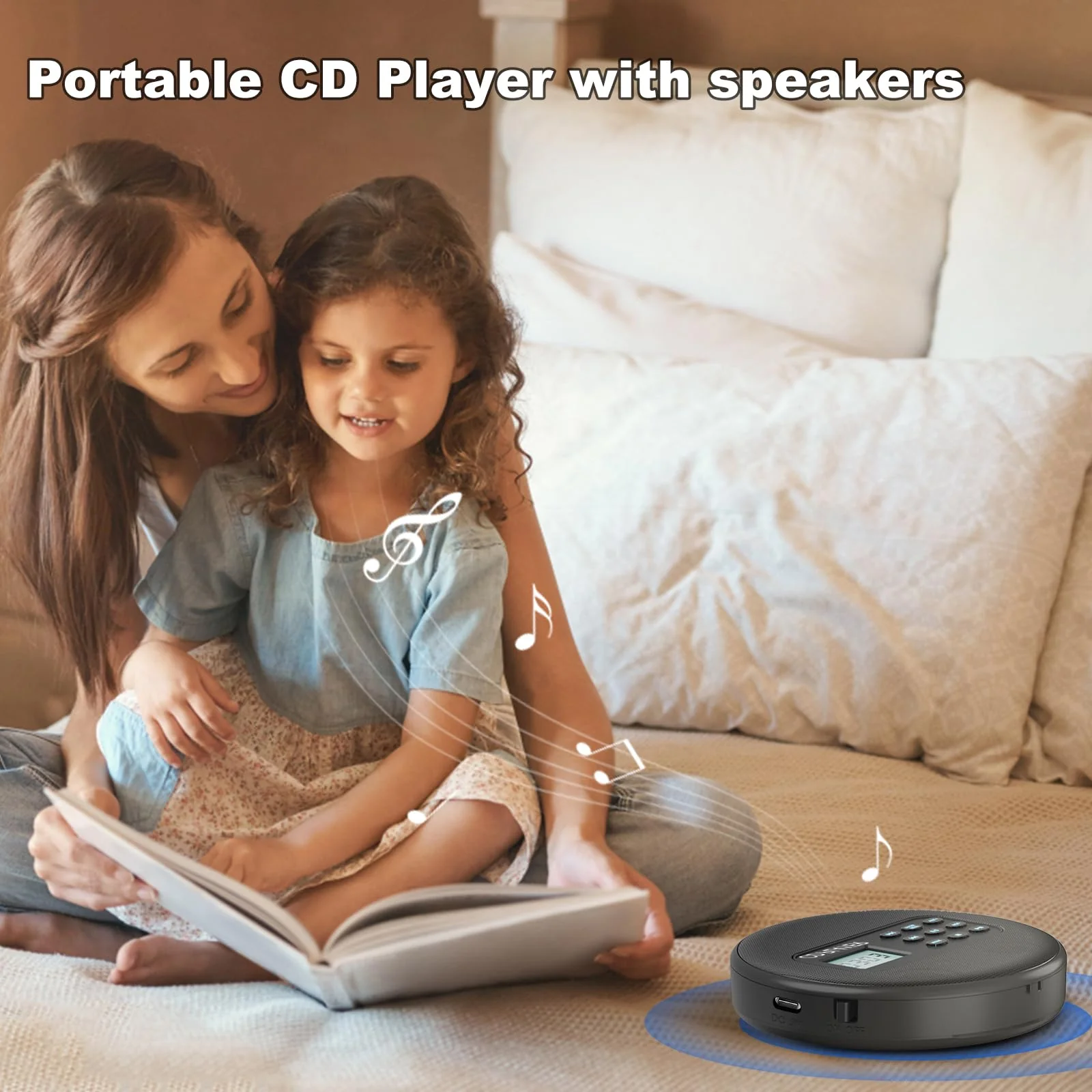 KUEPHOM Portable CD Player with Headphones and Built-in Speakers: Rechargeable Discman with Anti-Skip Protection, Small CD/USB/MP3 Player for Personal/Car/Travel/Music/Audiobook Lover/Gift - Image 3