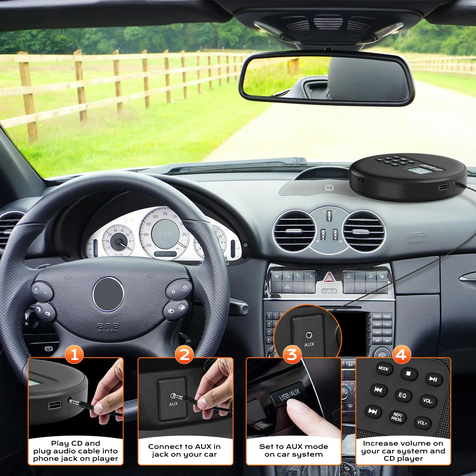 KUEPHOM Portable CD Player with Headphones and Built-in Speakers: Rechargeable Discman with Anti-Skip Protection, Small CD/USB/MP3 Player for Personal/Car/Travel/Music/Audiobook Lover/Gift - Image 4