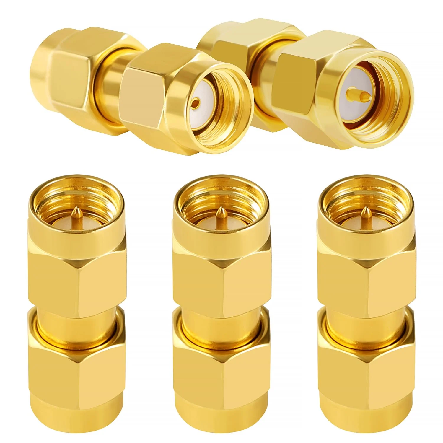 KUOQIY SMA Male to RP-SMA Plug Connector, RF Coaxial Adapter, for 2G 3G 4G LTE Antenna, Router, Pack of 5 SMA Male to RP-SMA Male