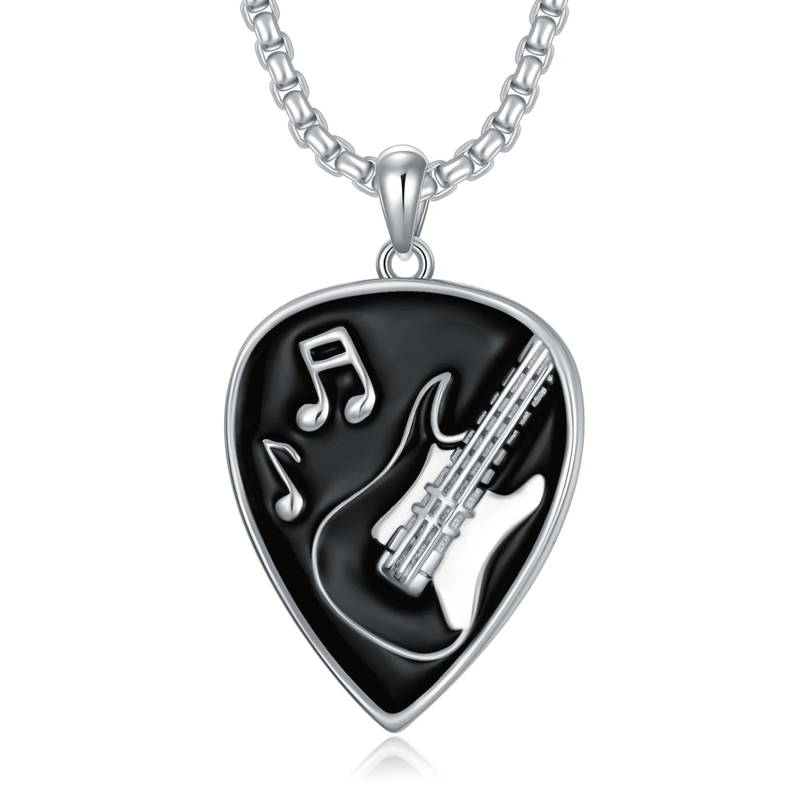 KXJ Music Gifts for Men Women S925 Sterling Silver Guitar Necklace for Men Women Trendy Black/Blue Guitar Music Pendant Gifts for Guitar Players Guitar Lover Musical Jewelry for Guitar Teacher Student Graduation Birthday Anniversary Valentines Day