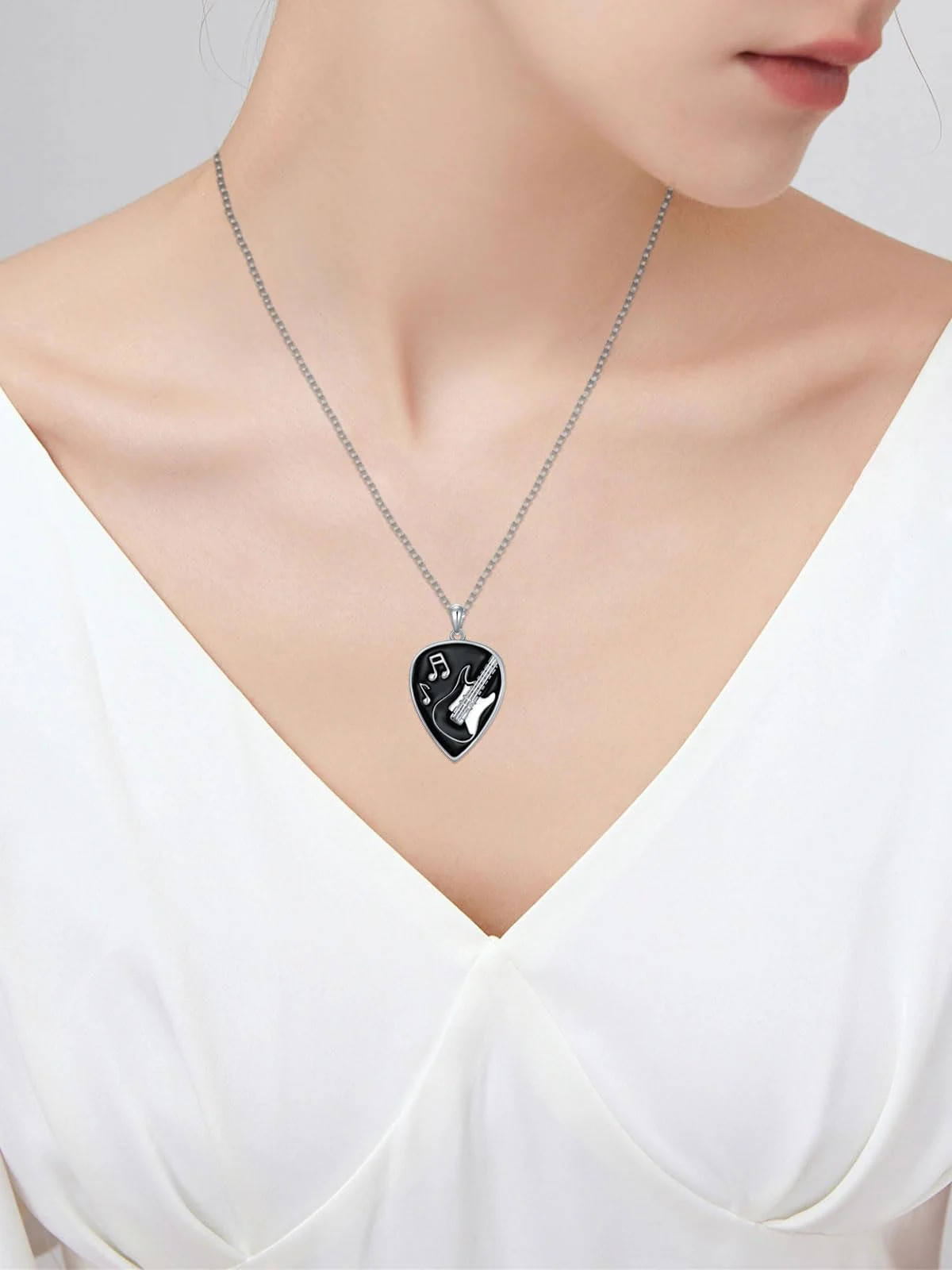 KXJ Music Gifts for Men Women S925 Sterling Silver Guitar Necklace for Men Women Trendy Black/Blue Guitar Music Pendant Gifts for Guitar Players Guitar Lover Musical Jewelry for Guitar Teacher Student Graduation Birthday Anniversary Valentines Day - Image 6