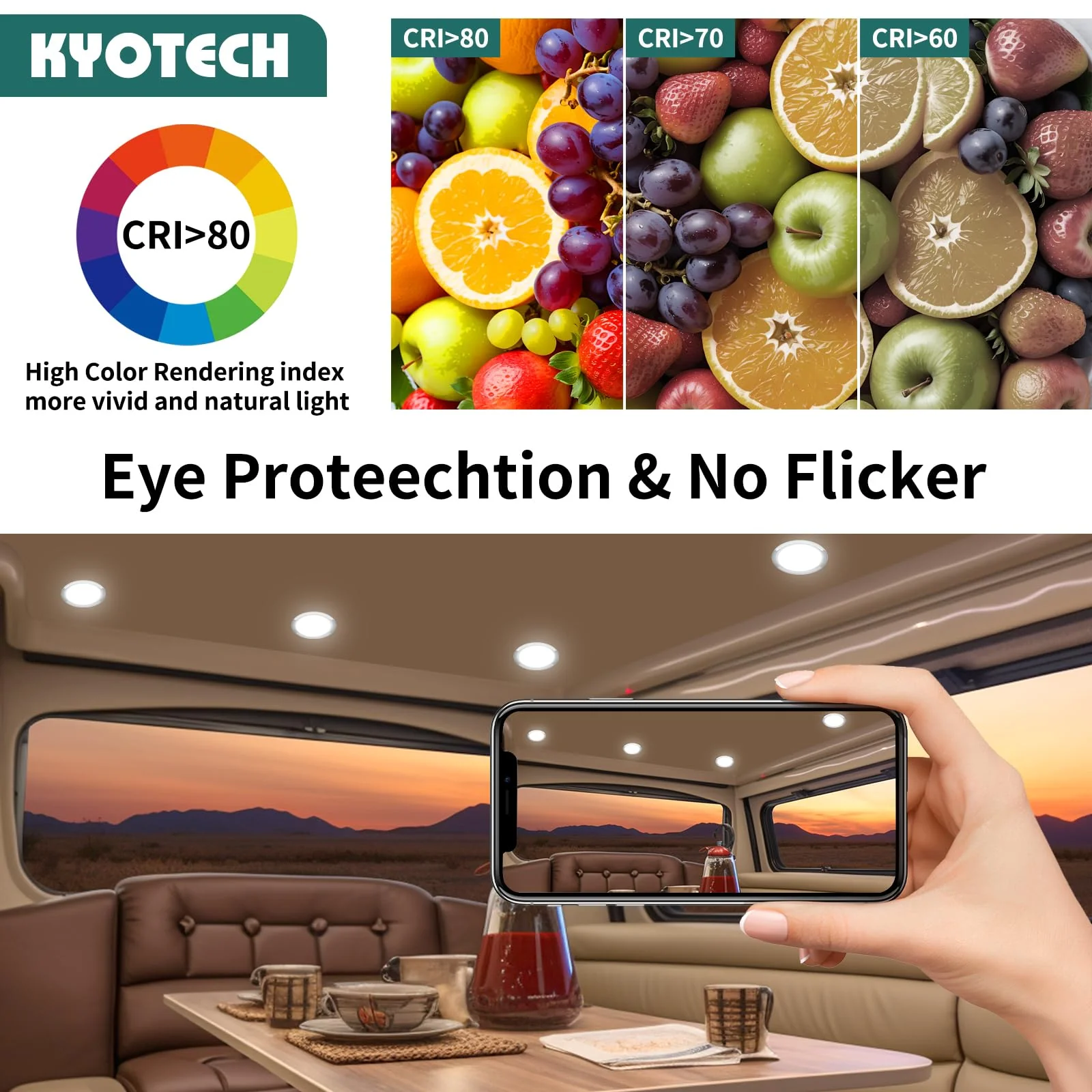 KYOTECH Set of 3 LED Furniture Lights 230 V, 3.5 W LED IP44 G4 15 mm Flat Furniture Recessed Spotlight, 3000 K Warm White, Kitchen Hood Light, Bathroom Light Recessed Spotlight Chrome - Image 7