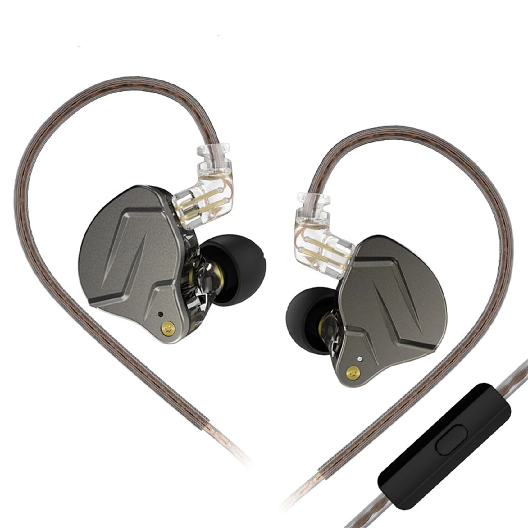 KZ ZSN Pro Gaming Earbuds, HiFi in-Ear Monitor Earbuds Stereo Sound IEM Earphones Noise Cancelling in Ear Headphones with 2pins Detachable Cable for Phone Android MP3 MP4 Music Player (Gray with Mic) Gray