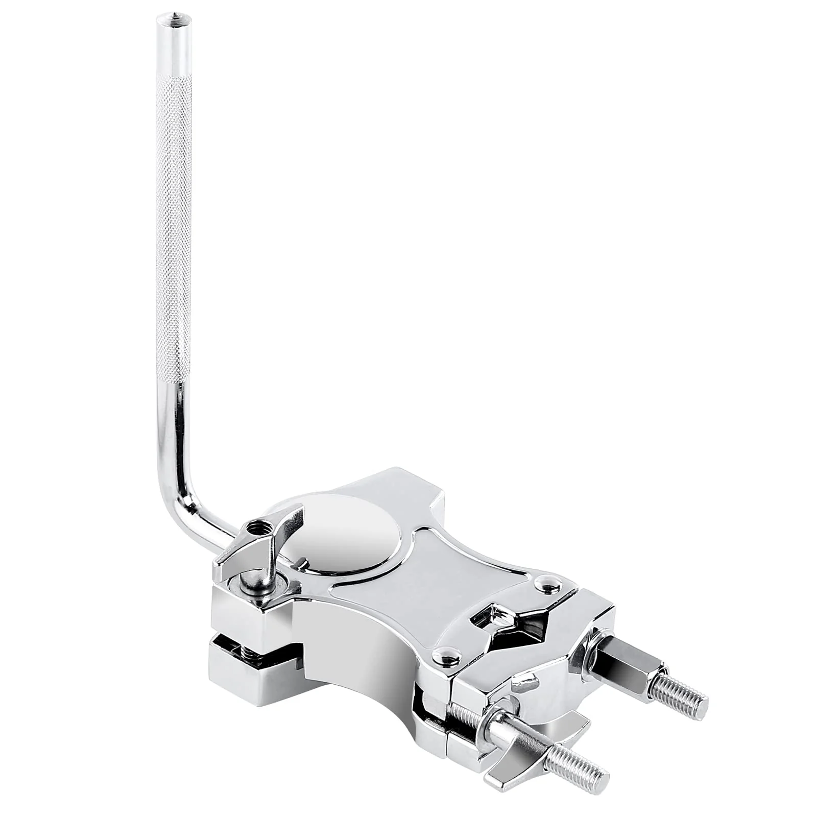 L-Rod Cowbells Clamp,Silver Drum Clamp Cowling Mounting Bracket Expansion Clamp, Adjustable Percussion Drum Set Cowbell Bracket for Toms, Cowbells, Clappers, etc.