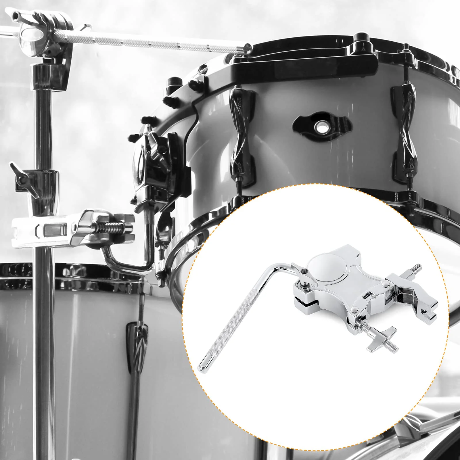 L-Rod Cowbells Clamp,Silver Drum Clamp Cowling Mounting Bracket Expansion Clamp, Adjustable Percussion Drum Set Cowbell Bracket for Toms, Cowbells, Clappers, etc. - Image 4