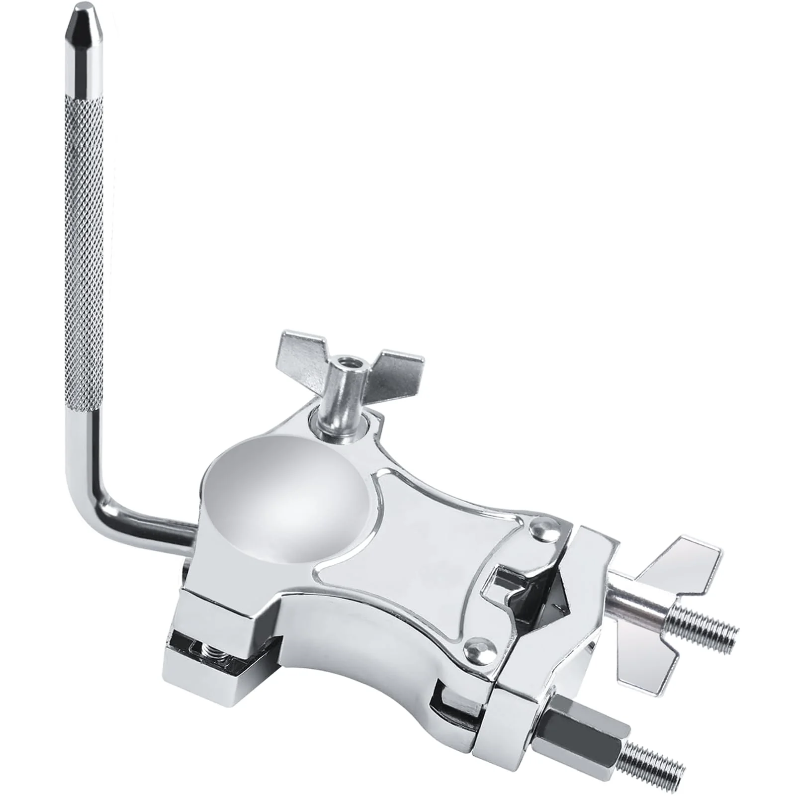 L-Rod Cowbells Cymbal Clamp, Heavy-Duty Cowbell Mount Percussion Holder Extension Arm Clip, 360°Rotation Universal Mount for Cowbells, Jam Blocks & Handheld Percussion Instrument Accessories L-Rod Clamp