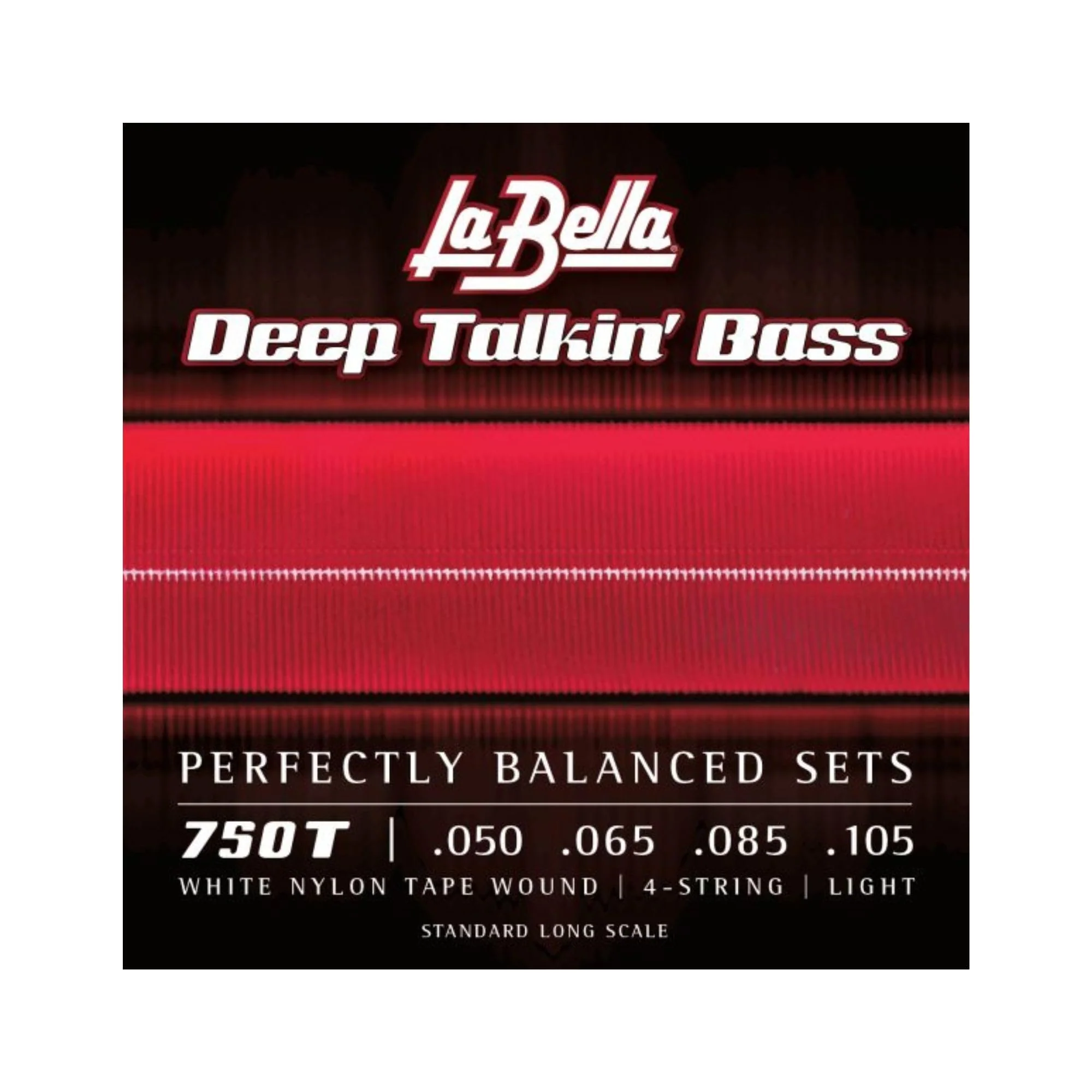 La Bella 750T Deep Talkin Brass White Nylon Tape Wound 4- String Light Standard Long Scale 50-105
