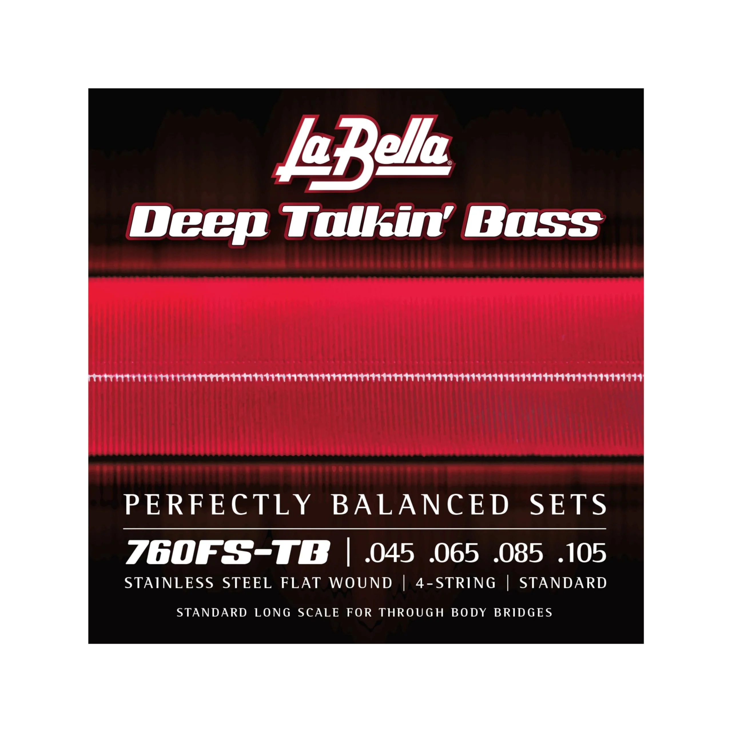 La Bella 760FS-TB Deep Talkin' Bass Stainless Steel Flat Wound- Standard Long Scale Through Body Bass Guitar String 45-105