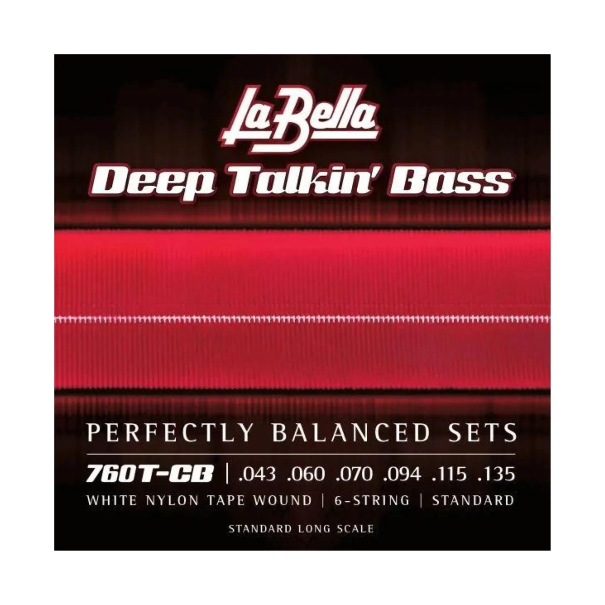 La Bella 760T-CB Deep Talkin' White Nylon Tape Wound Standard Long Scale Bass Guitar String 43-135 760T-CB - 6 String