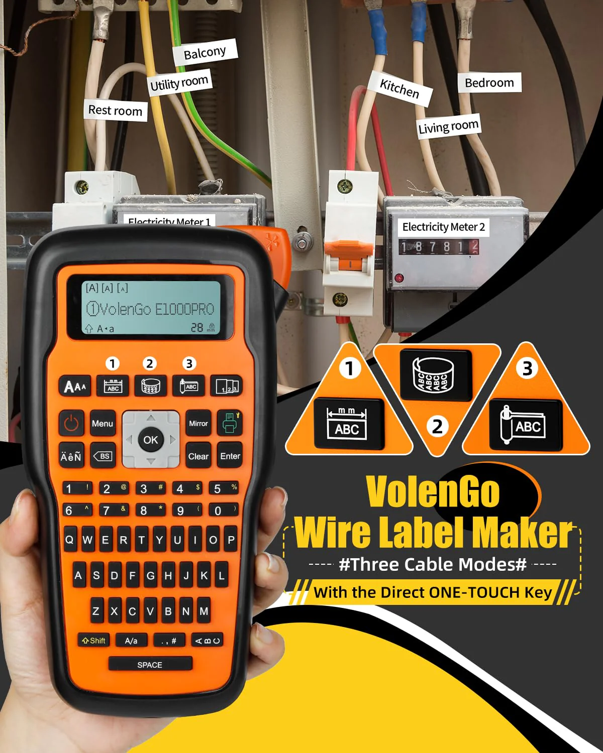 Label Maker Machine with-Tape, Heat Shrink Label Maker Waterproof-Labels, Wire Cable label Maker, E1000 Labeler Machine with-Tape 12mm Laminated Handheld Labeling Machine for Industrial Office - Image 2