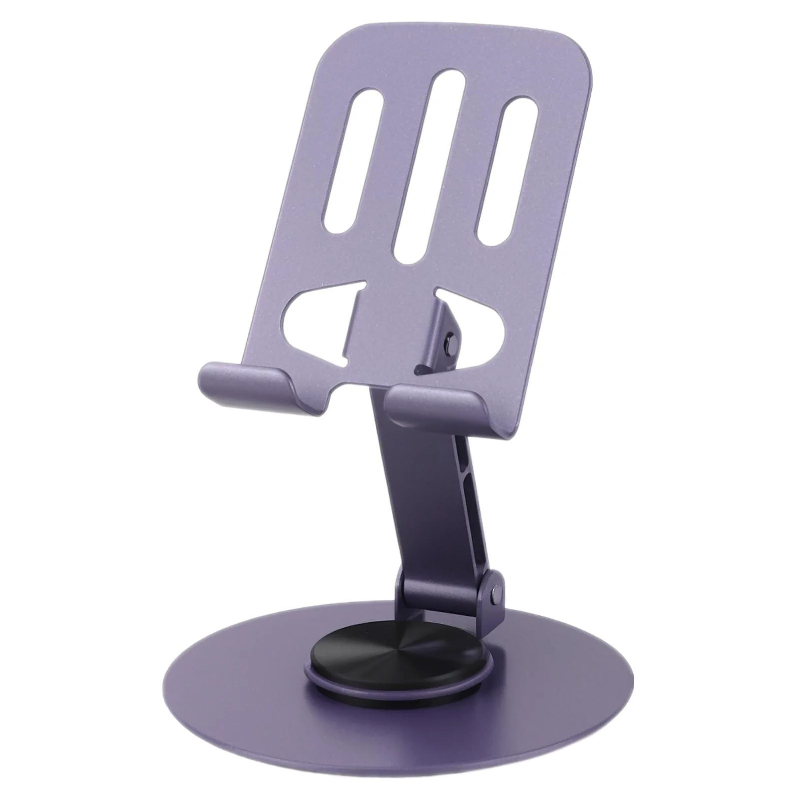 Laisesimo 360 Rotating Phone Holder, Fully Adjustable Foldable Cell Phone Stand, Base Stable Non-Slip Desktop Phone Stand, Compatible with iPhone16 15 14 Samsung and Tablet Devices,Purple Purple