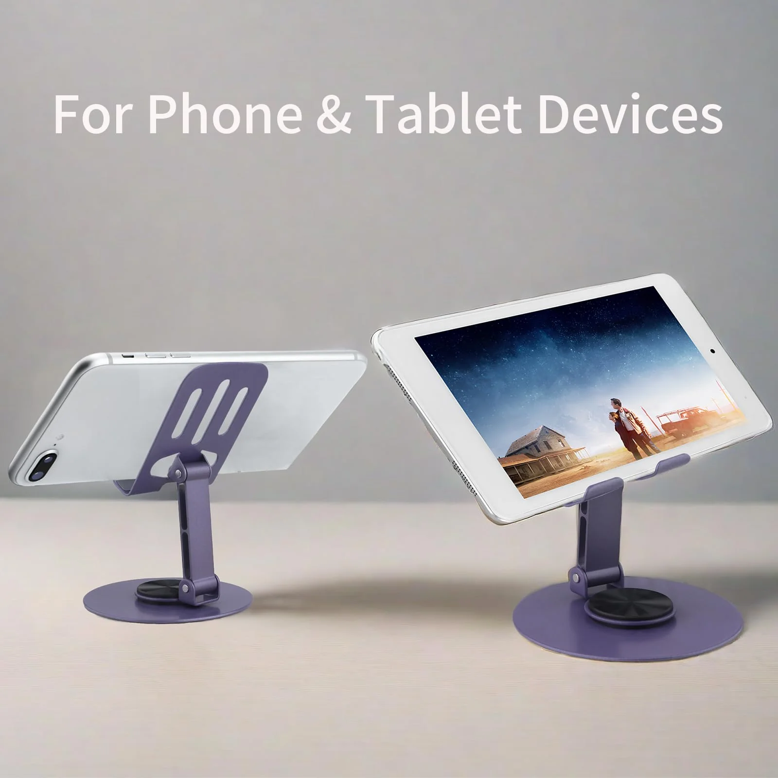 Laisesimo 360 Rotating Phone Holder, Fully Adjustable Foldable Cell Phone Stand, Base Stable Non-Slip Desktop Phone Stand, Compatible with iPhone16 15 14 Samsung and Tablet Devices,Purple Purple - Image 5