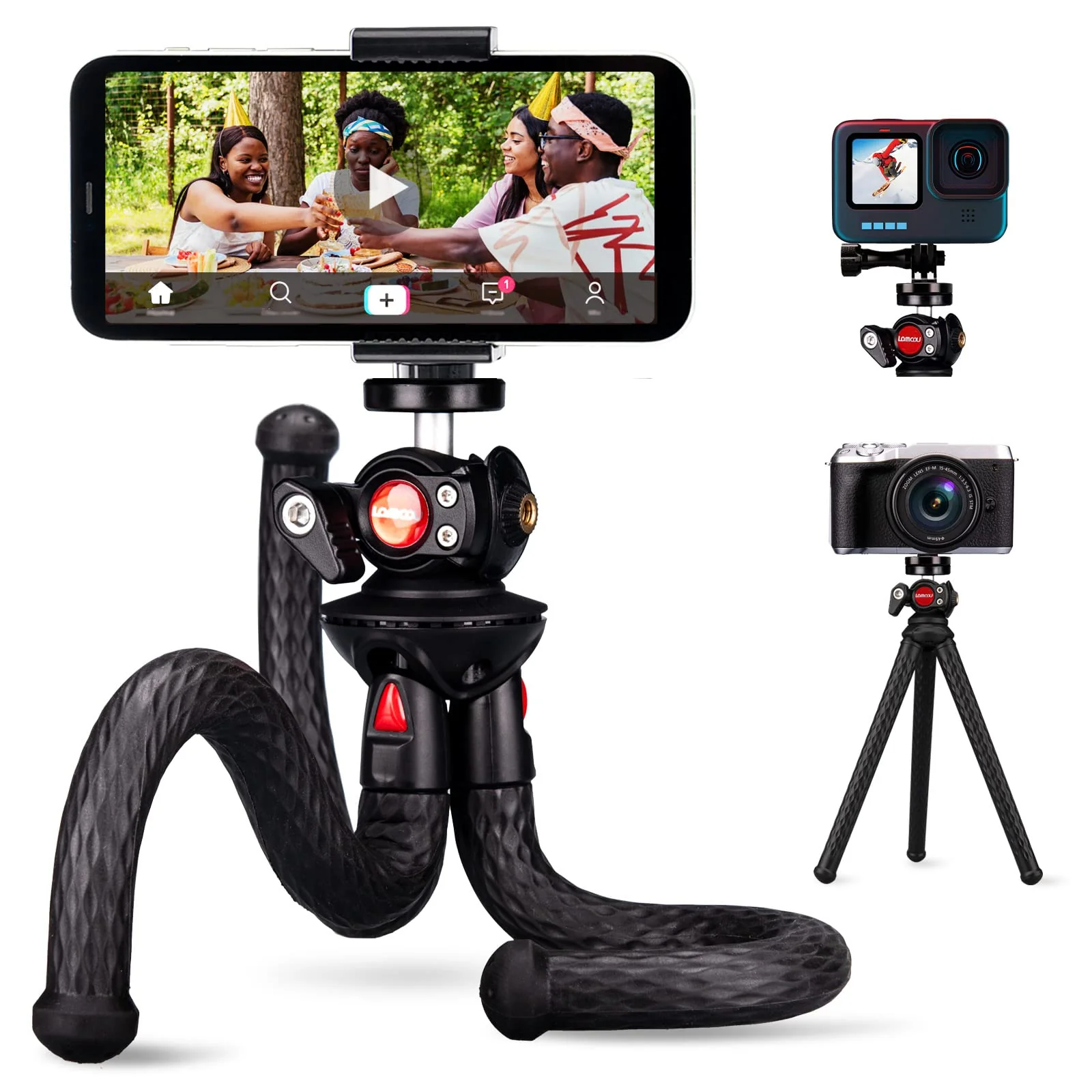 Lammcou Phone Flexible Tripod Actioncam Lightweight Vlogging Bendable Travel Octopus Gorilla Portable Mini Tripods DSLR Hero 12 11 10 trĂpode for Vlogging Video Recording