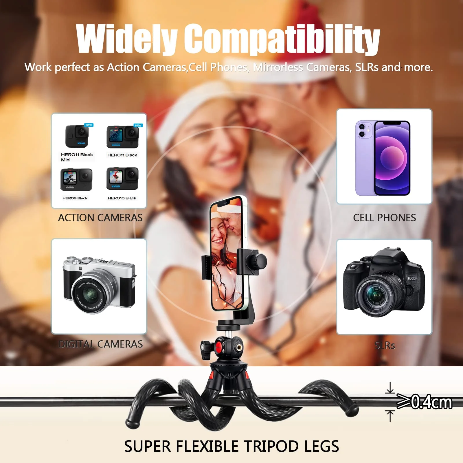 Lammcou Phone Flexible Tripod Actioncam Lightweight Vlogging Bendable Travel Octopus Gorilla Portable Mini Tripods DSLR Hero 12 11 10 trĂpode for Vlogging Video Recording - Image 2