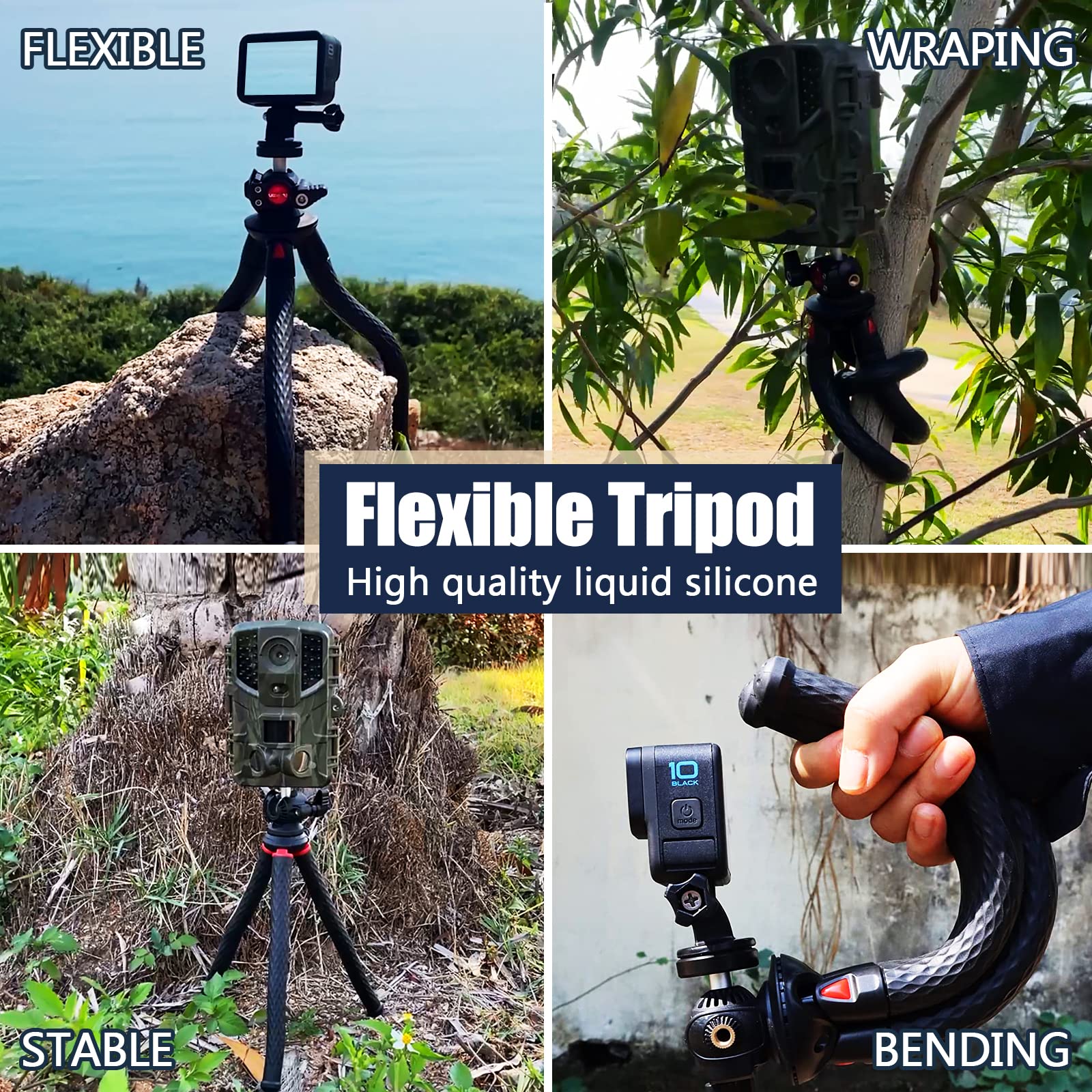 Lammcou Phone Flexible Tripod Actioncam Lightweight Vlogging Bendable Travel Octopus Gorilla Portable Mini Tripods DSLR Hero 12 11 10 trĂpode for Vlogging Video Recording - Image 6