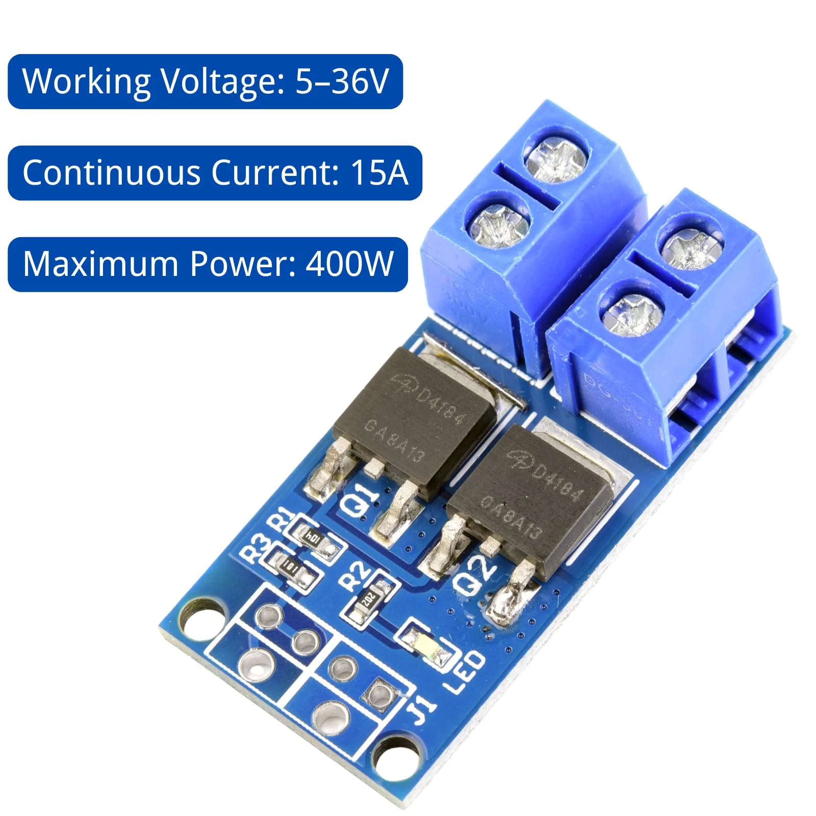 LAOMAO Transistor Mosfet Module 5V-36V 400W PWM Dual High Performance Driver Module MOSFET Switch Drive Compatible with Arduino (Pack of 20) - Image 2