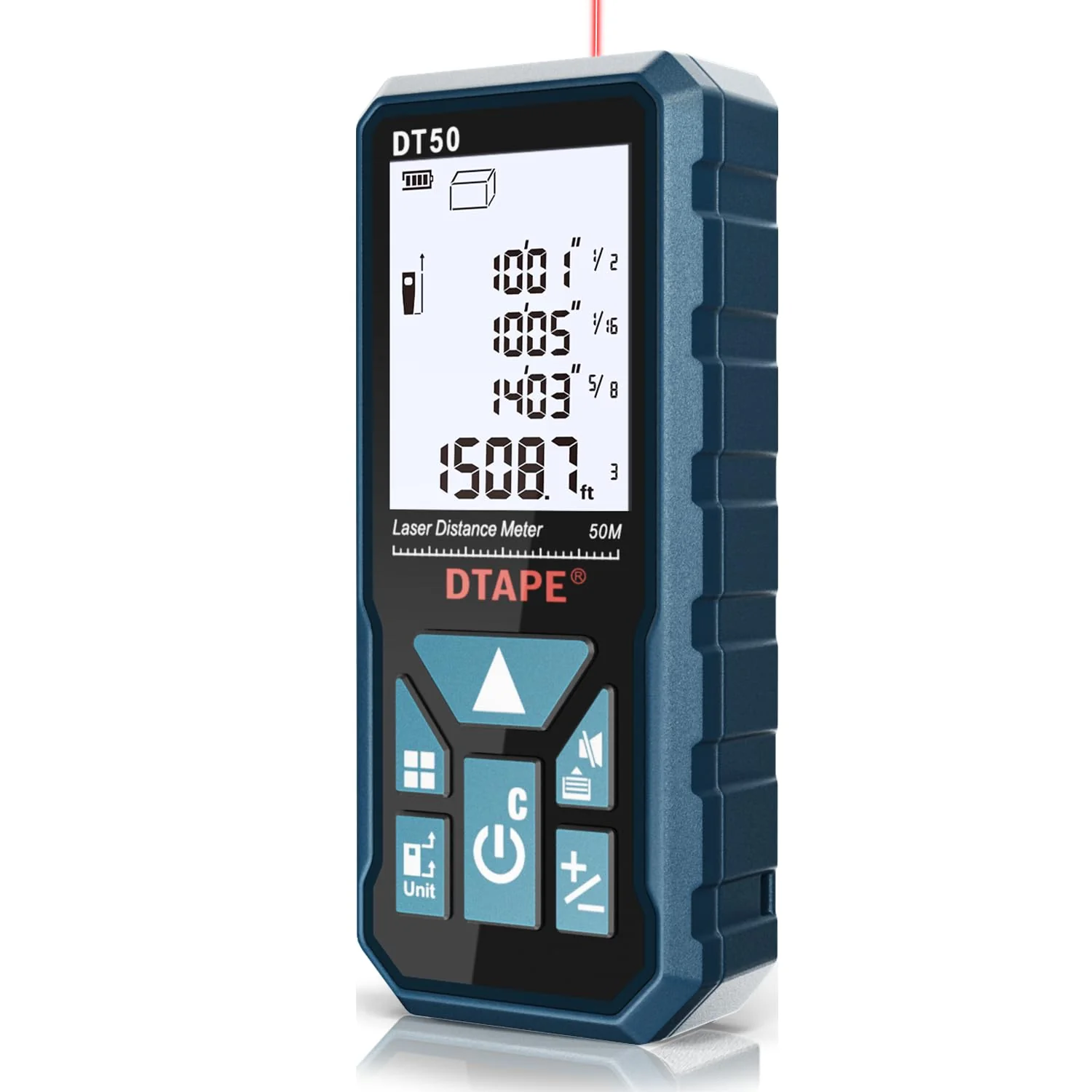 Laser Measure, DTAPE Digital Laser Distance Meter, Upgraded High-Accuracy Laser Measuring Tool, Electronic Tape Measure, 2" Backlit LCD Display, Area/Volume/Indirect Measurement, in/Ft/Ft+in/M 330ft