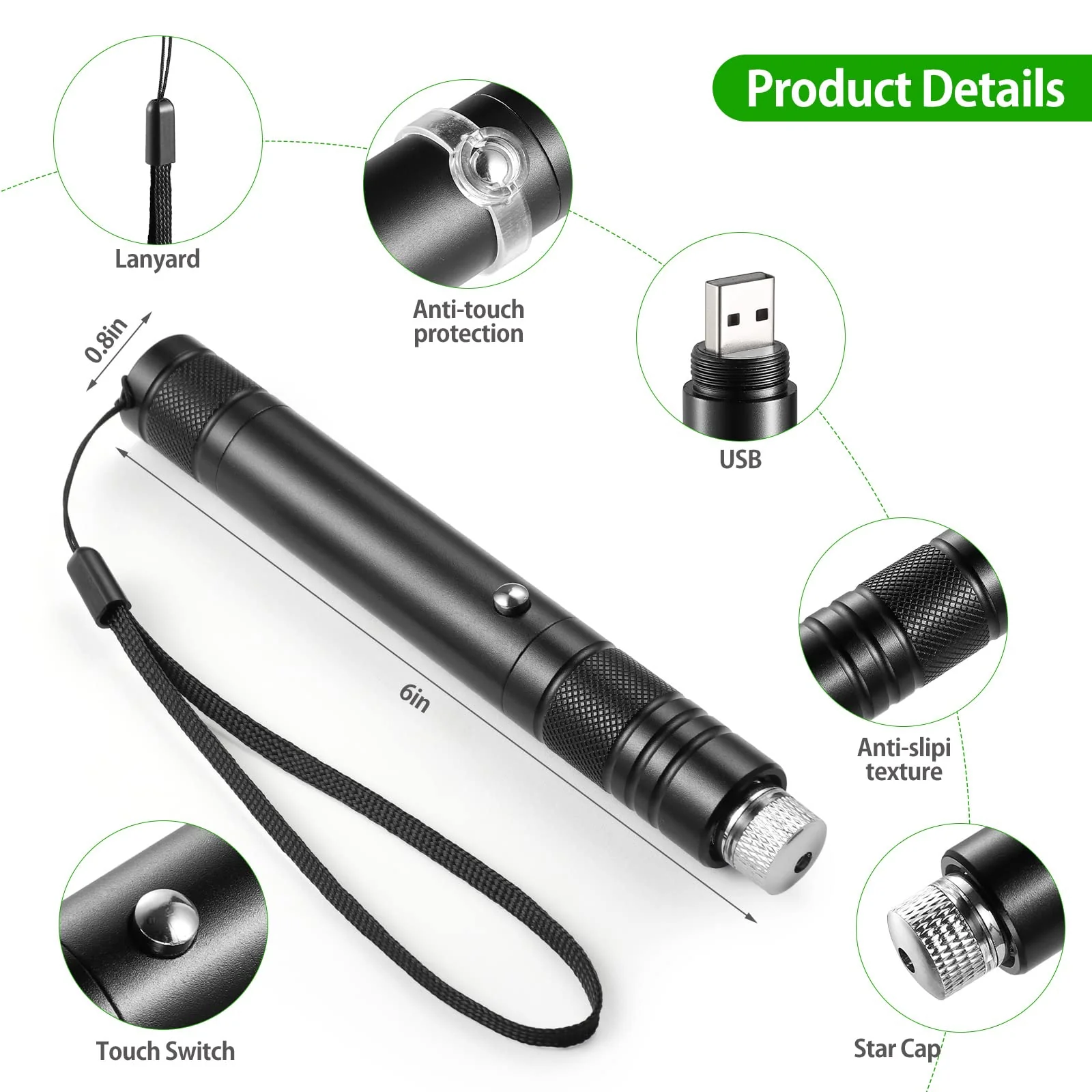 Laser Pointer High Power Rechargeable Lazer Pointer, Laser Pen with Long Range Adjustable Focus with Star Cap, Laser Pointer Pen Suitable for Outdoor, Astronomy, Cats Dogs (Red) - Image 3