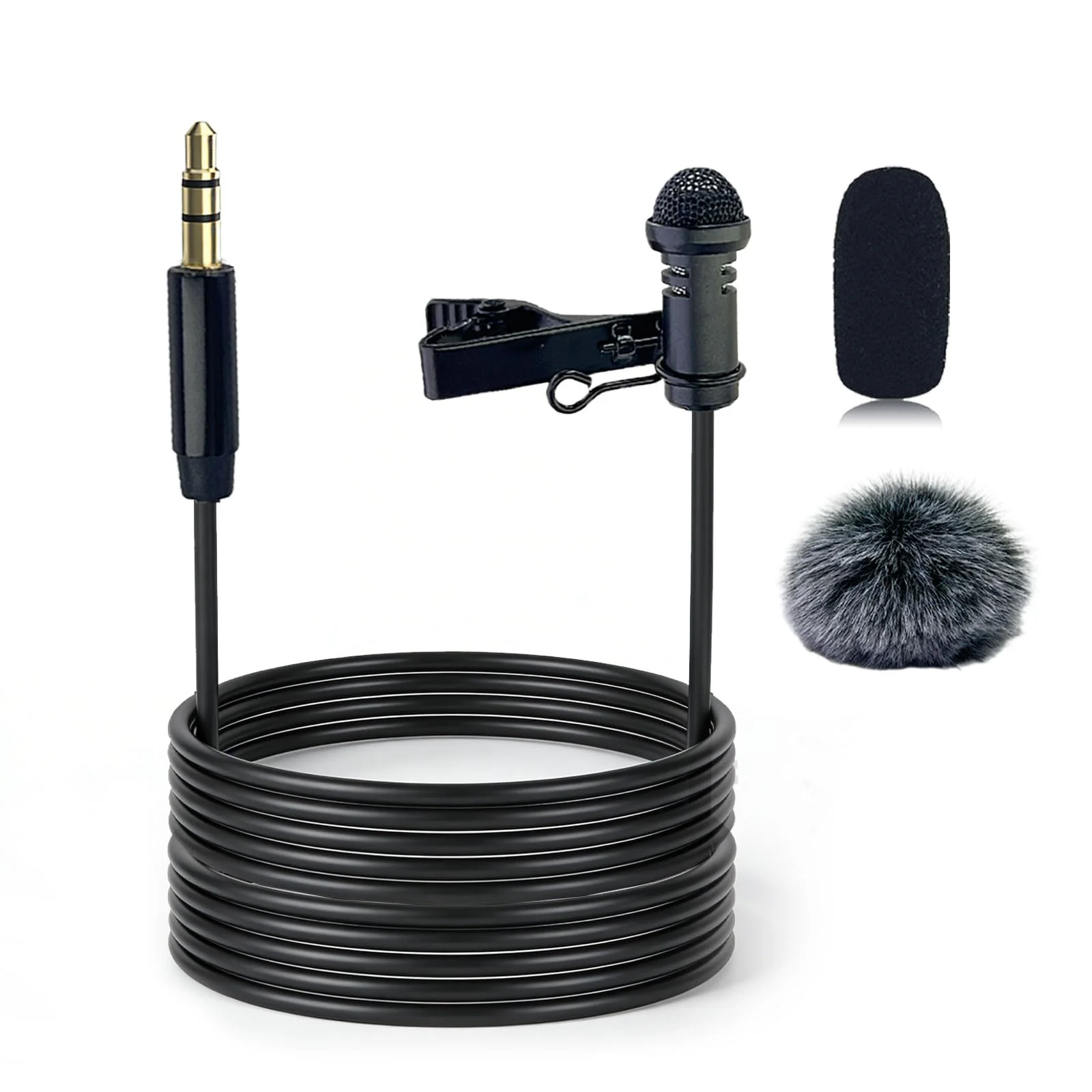 Lavalier Lapel Microphone for DJI MIC 1/2 for Rode GO II Wireless Transmitter, 3.5mm Plug Straight-Headed Omnidirectional Condenser Wired Mics for YouTube Vlog Interview 3.5mm Plug Only for DJI Straight-headed
