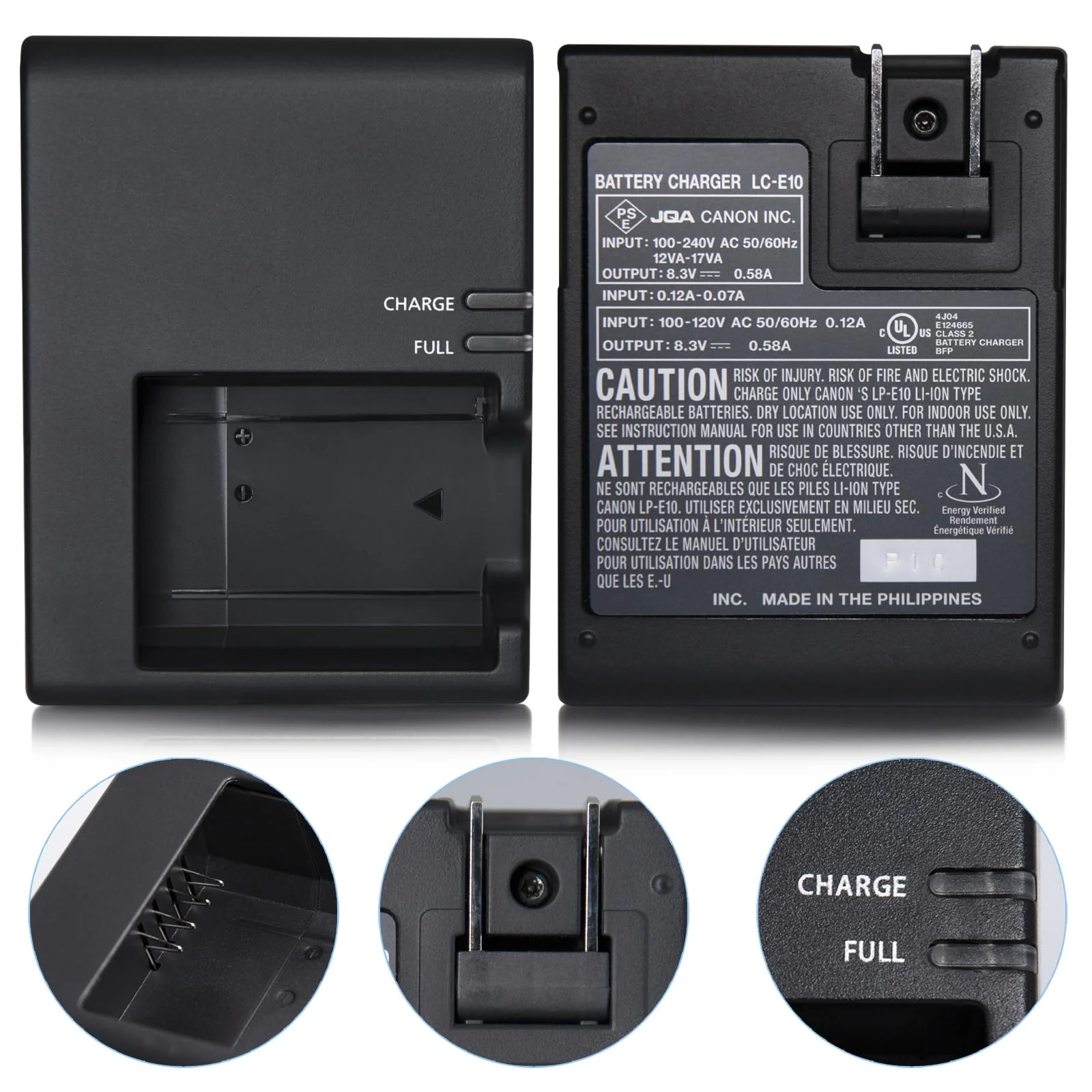 LC-E10E Quick Charger for Canon: LP-E10 LC-E10 LC-E10C Compatible Battery EOS 1100D 1200D 1300D 1500D 2000D 3000D 4000D kiss X50 X70 X80 X90 Rebel T3 T5 T6 T7 T100 DSLR Digital Camera (Black) - Image 3