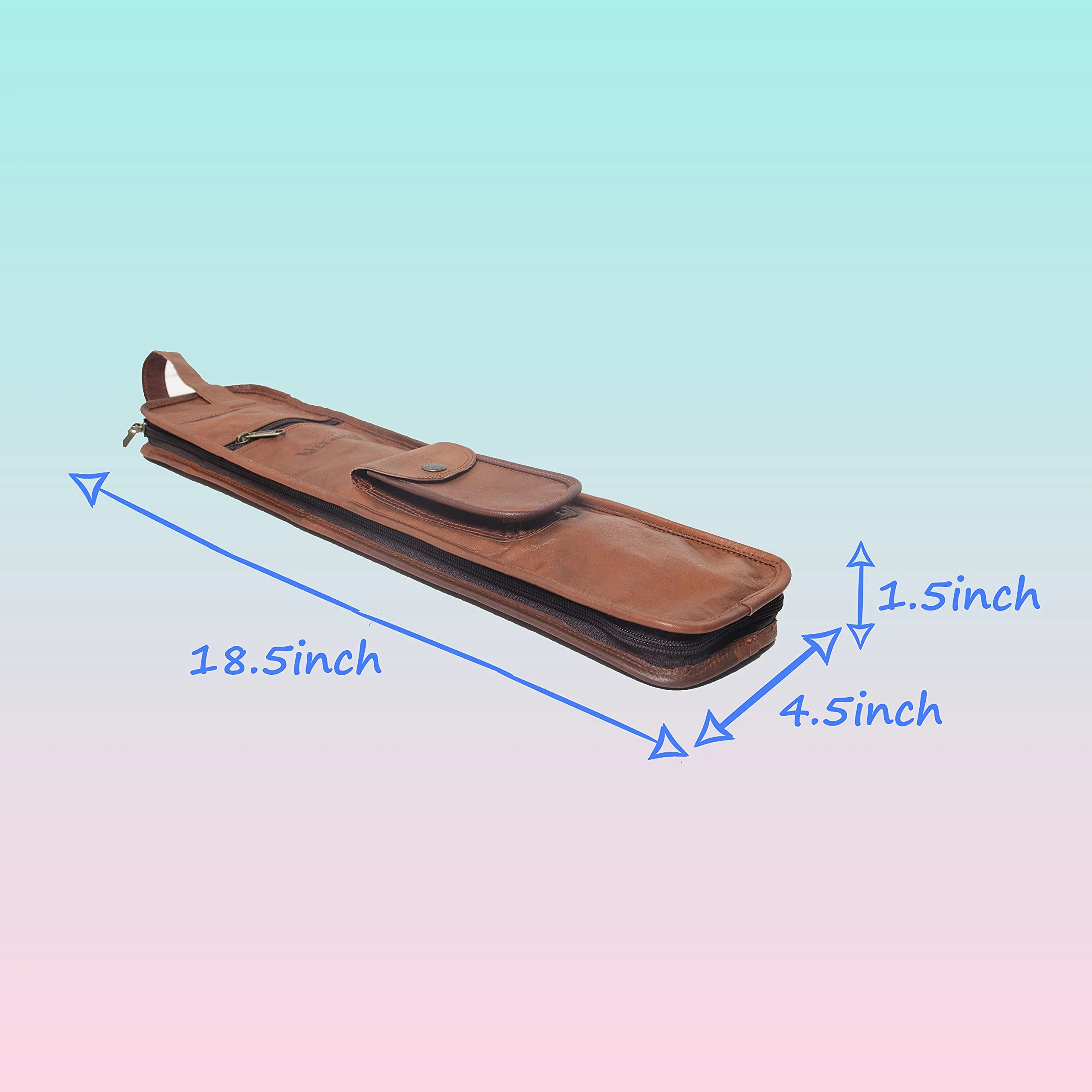 Leather Drumstick Bag Floor Tom Hooks Holds 4-5 Pairs Drum Sticks Mallets Brushes Percussion Drum Stick Bag Easy Carry Handles Drummer Gift (Brown) – DSB007 - Image 3