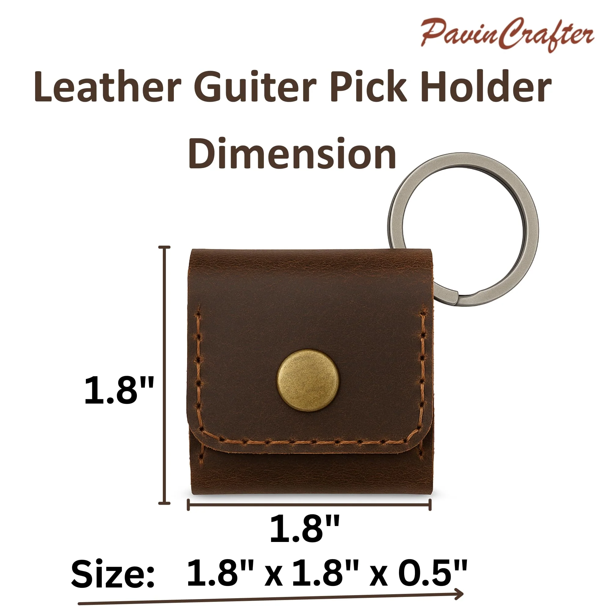 Leather Guitar Pick Holder Case – Handmade Brown Guitar Pick Sleeve, Keychain Pick Bag, Gift for Guitarist, Pick Organizer Pouch (Brown) - Image 5