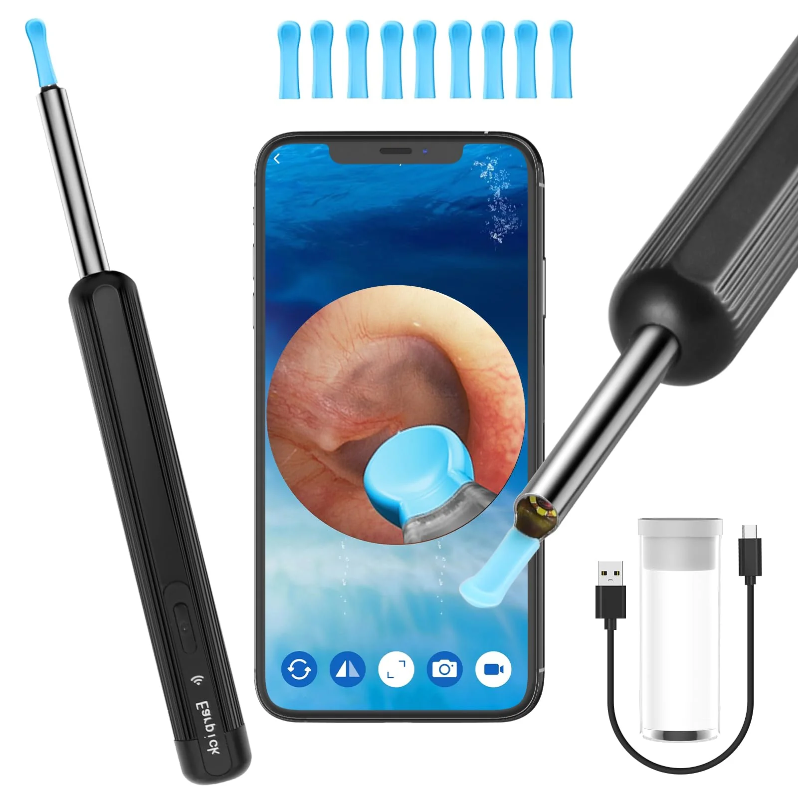 LEBEXY Ear Cleaner Ear Wax Remover Otoscope 1920P WiFi Ear Cleaner Camera with 6 LEDs Ear Camera 10 mm Focal Length Ear Endoscope Ear Cleaning Ear Mirror for Android/IOS/Harmony OS