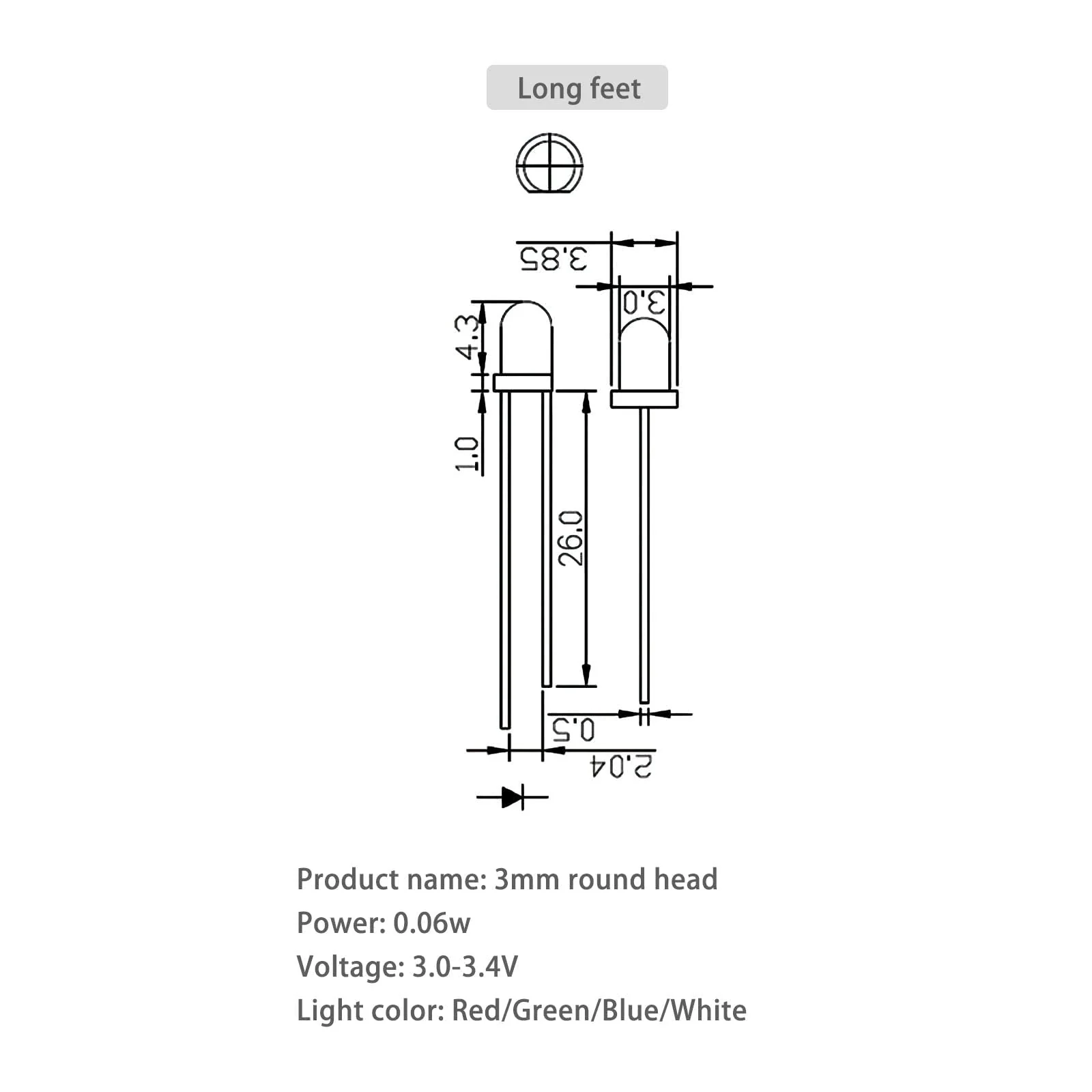 LED Light Emitting diode 3mm high Brightness LED Clear LED Light Emitting Diodes Bulb LED Lamp, 3 mm Round Head Band Edge(Transparent Green Light 120 pcs) Transparent body to Green - Image 6
