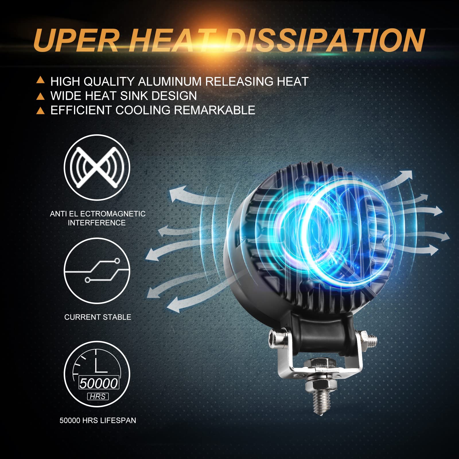 LED Motorcycle Driving Lights, 20W Round LED Daytime Running Light 3-Inch Motorcycle Additional Lights 12V/24V Fog Lamps for 4x4 ATV Tractor Offroad Motorbike, Red (Include Switch) - Image 6