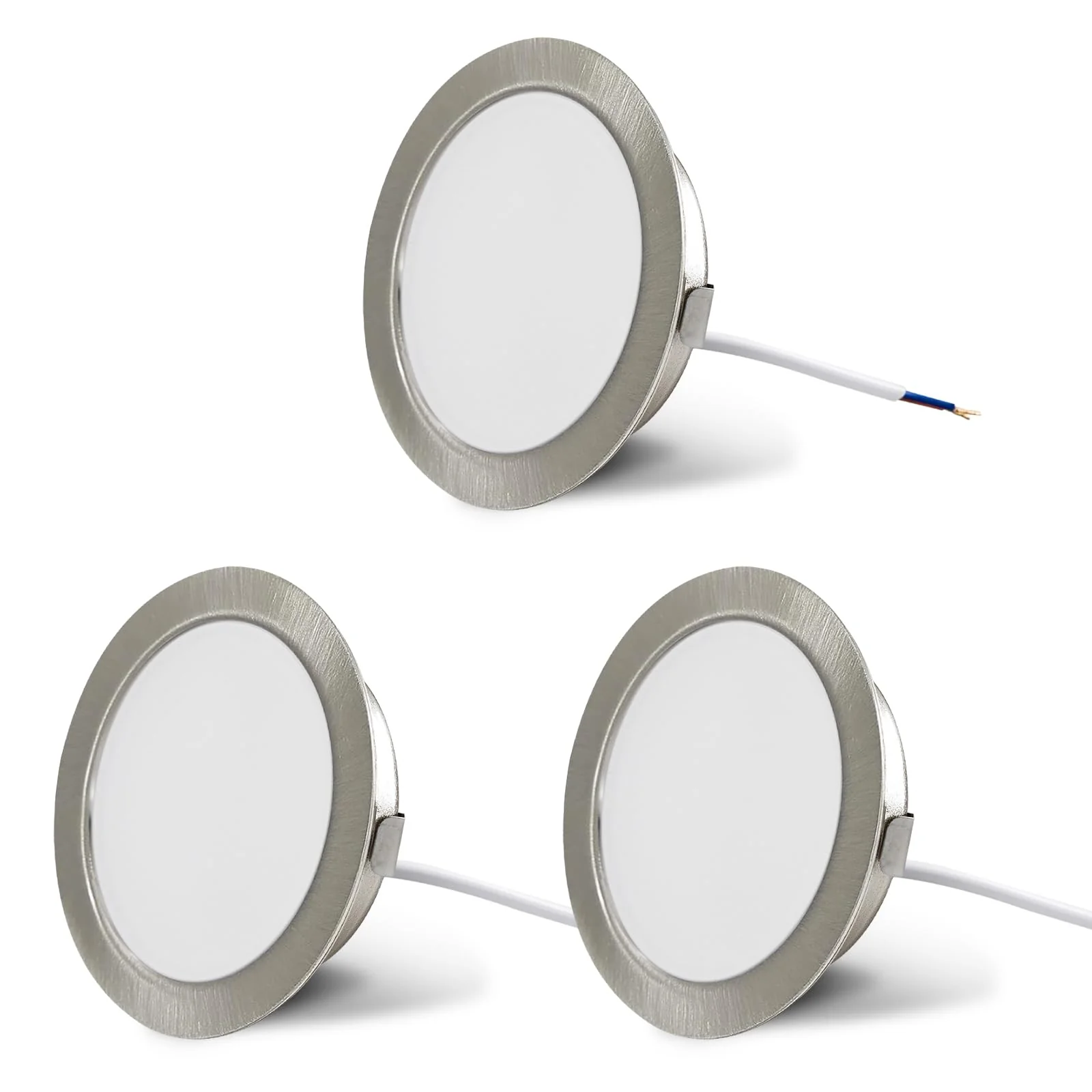 LED Recessed Spotlight 230 V G4 3.5 W 4000 K Neutral White 260 LM Furniture IP44 Recessed Light Kitchen Borehole 55-58 mm and 20 mm Flat Set of 3 Nickel-3