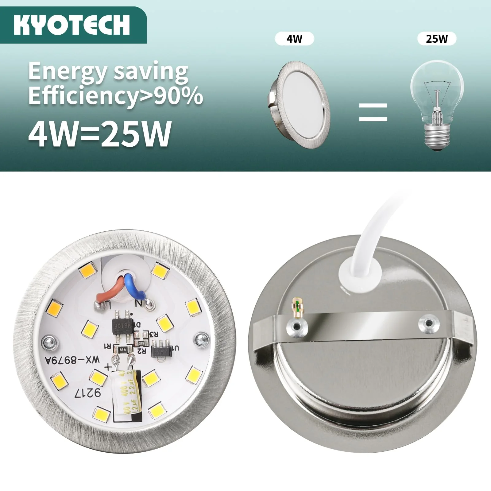 LED Recessed Spotlight 230 V G4 3.5 W 4000 K Neutral White 260 LM Furniture IP44 Recessed Light Kitchen Borehole 55-58 mm and 20 mm Flat Set of 3 Nickel-3 - Image 2