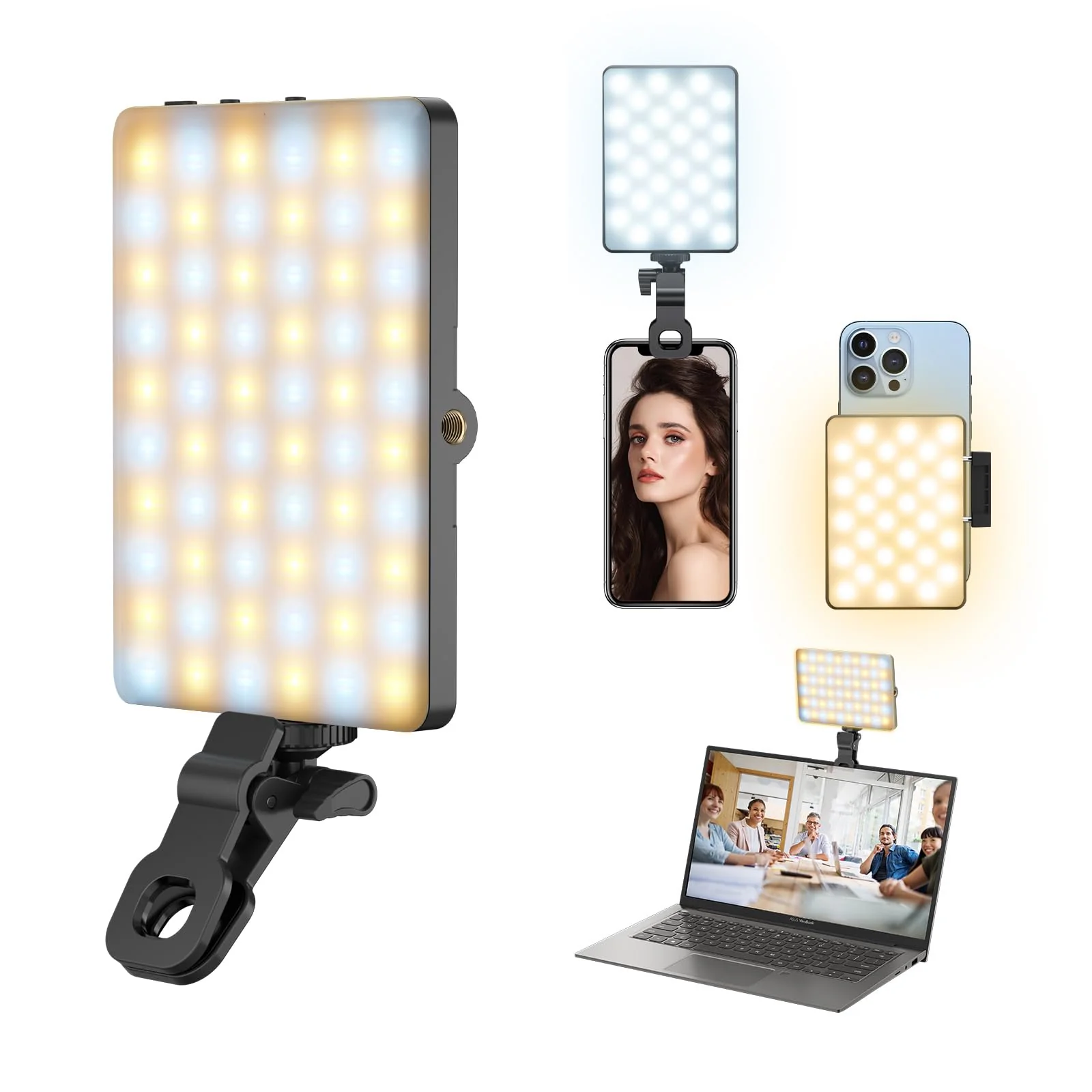 Led Selfie Light,Phone Light wtih Clip,3000mAh Rechargeable Selfie Light, Photo Light with 3 Light Modes, Portable Led Light for Phone,iPhone,Laptop,Pictures,Video Recording,TikTok, Selfie,Live,Vlog 3000mAh
