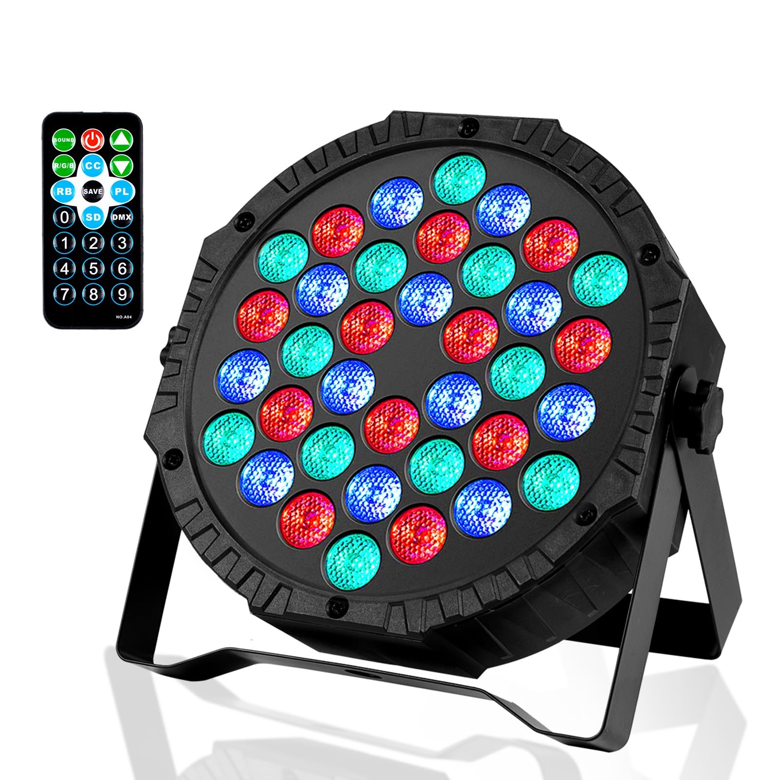 LED Stage DJ Par Lights: RGB 36 LED Uplights with Sound Activated Remote Control - Strobe Light for Parties Events Church Bar Wedding Dance Club DMX Lighting 1 Pack 1 PCS