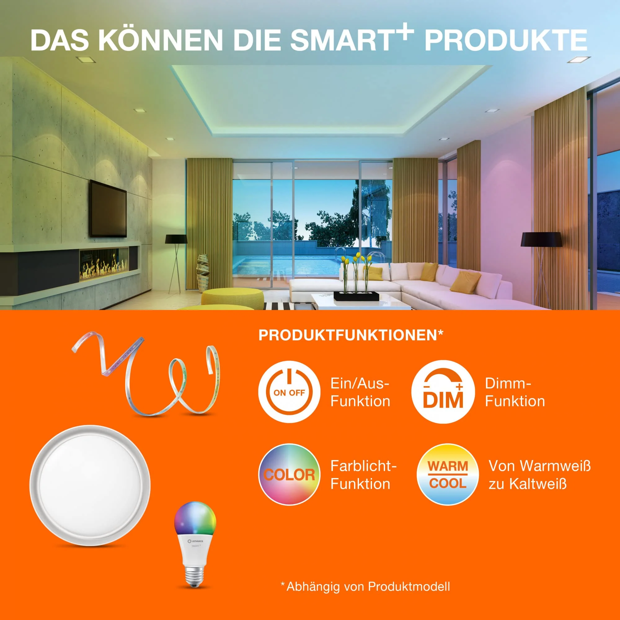 LEDVANCE LED Spotlight Integrated Slim Diameter 12 cm Round Recessed Ceiling Spot for Indoor Use Dimmable 8 W Colour Temperature 3000 - 6500 K 550 Lumen Flat Design Includes Clamping Device White 3000-6500k 120mm 8w - Image 8